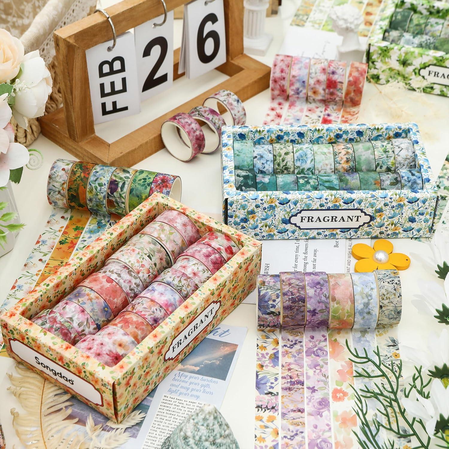 Conjunto de 18 Rollos de Cinta Washi Floral Songdao 15mm