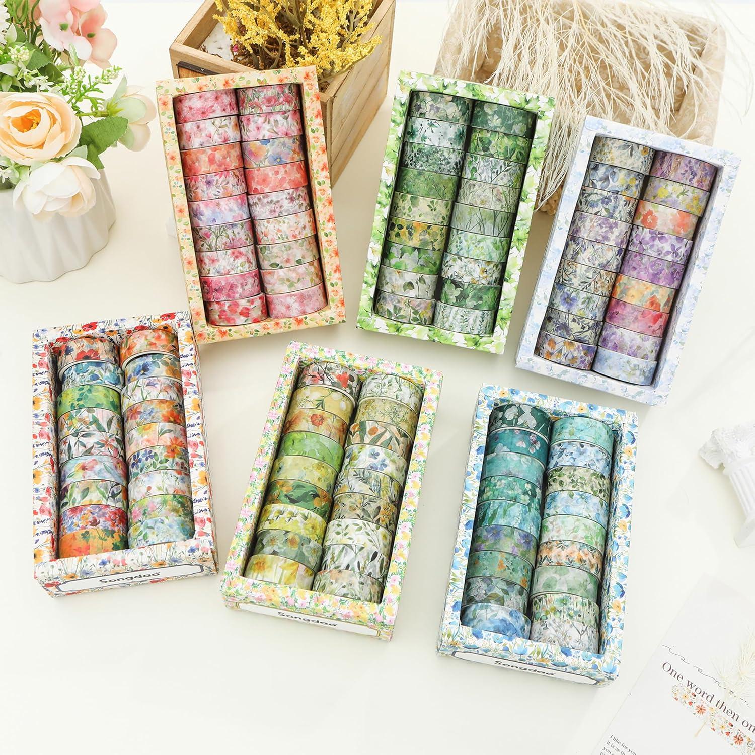 Conjunto de 18 Rollos de Cinta Washi Floral Songdao 15mm