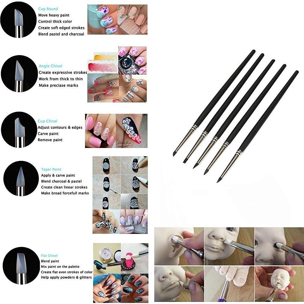 Set de 5 Pinceles de Silicona COMIART para Escultura de Arcilla