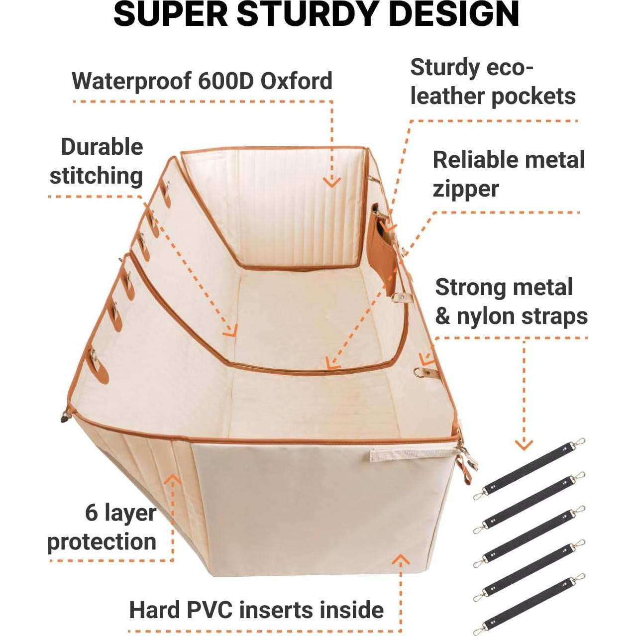 Hamaca para Perros Owleys Beige Impermeable para Auto