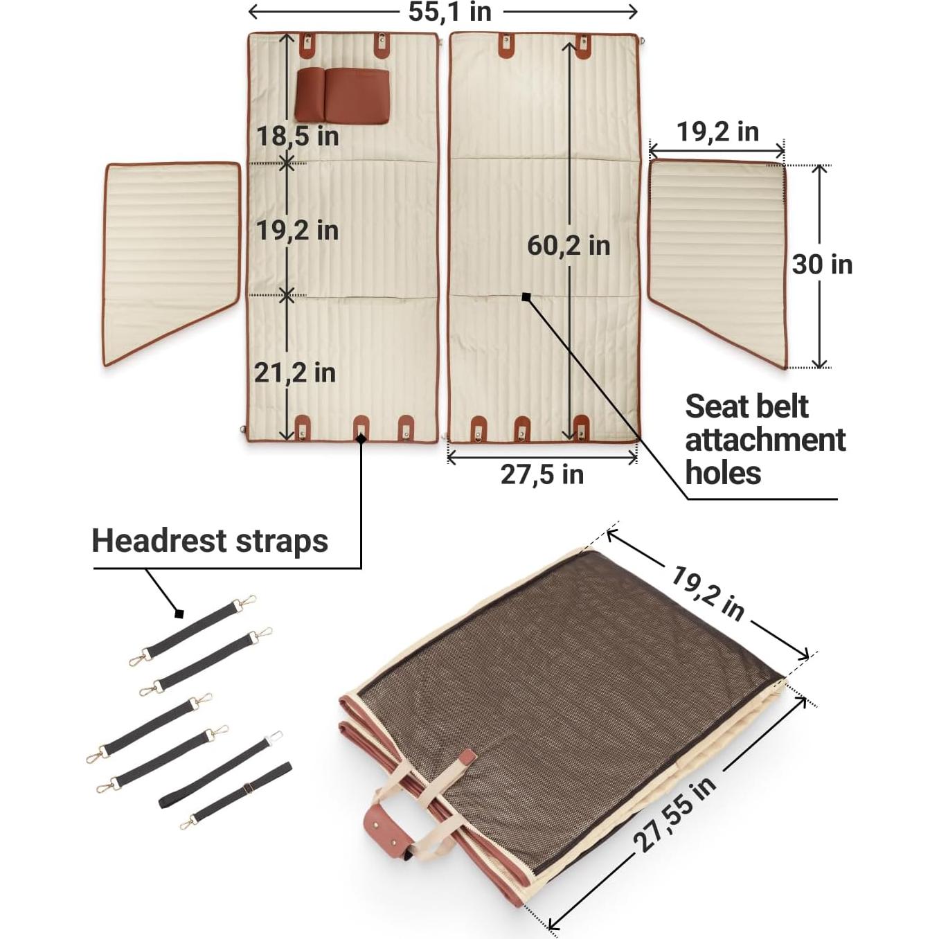 Hamaca para Perros Owleys Beige Impermeable para Auto