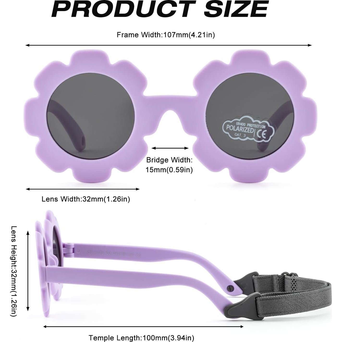 Gafas de sol polarizadas para bebés Morado Mate 0-24 meses