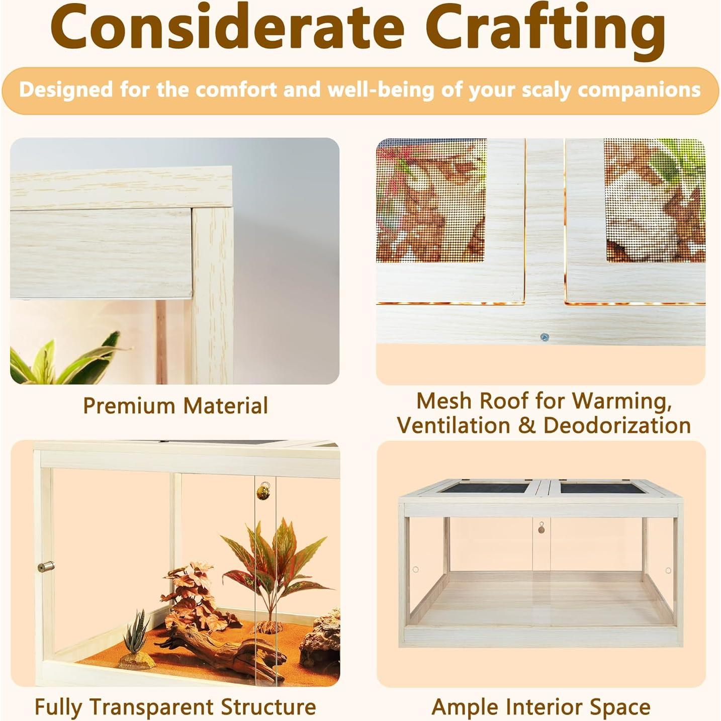 Terrario para reptiles Prolee 102L Roble 61cm con malla