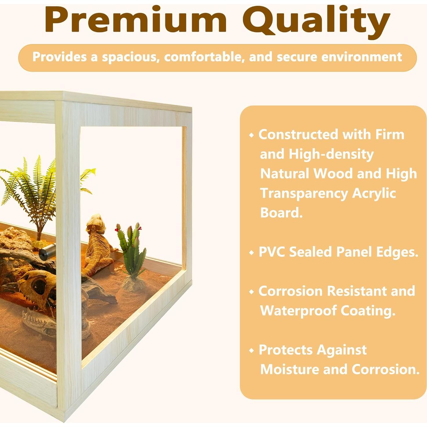 Terrario para reptiles Prolee 102L Roble 61cm con malla