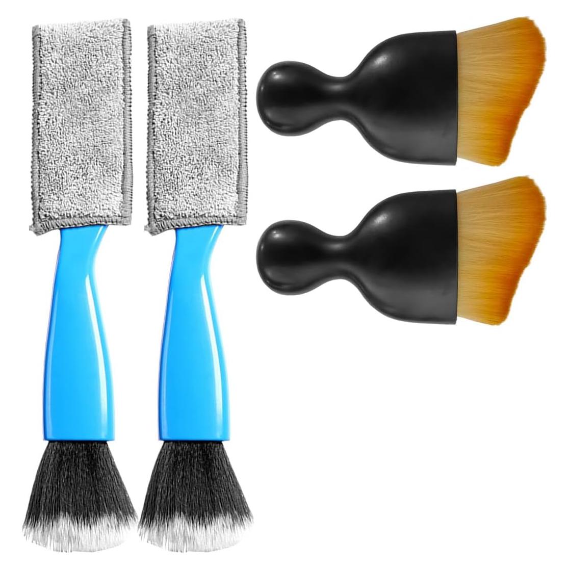 4 Cepillos de Limpieza para Interior de Coche SMILFUY - Cerdas Suaves