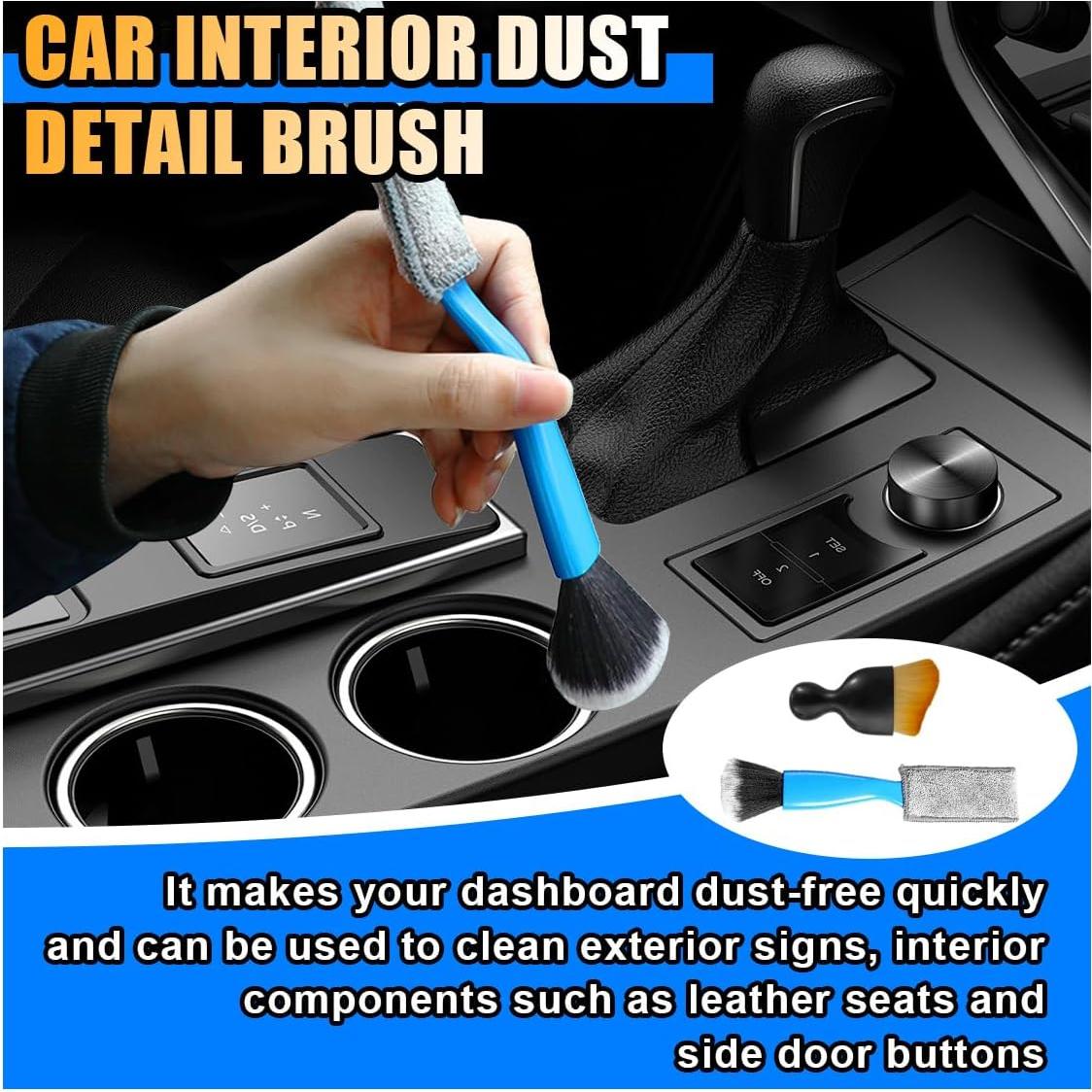 4 Cepillos de Limpieza para Interior de Coche SMILFUY - Cerdas Suaves