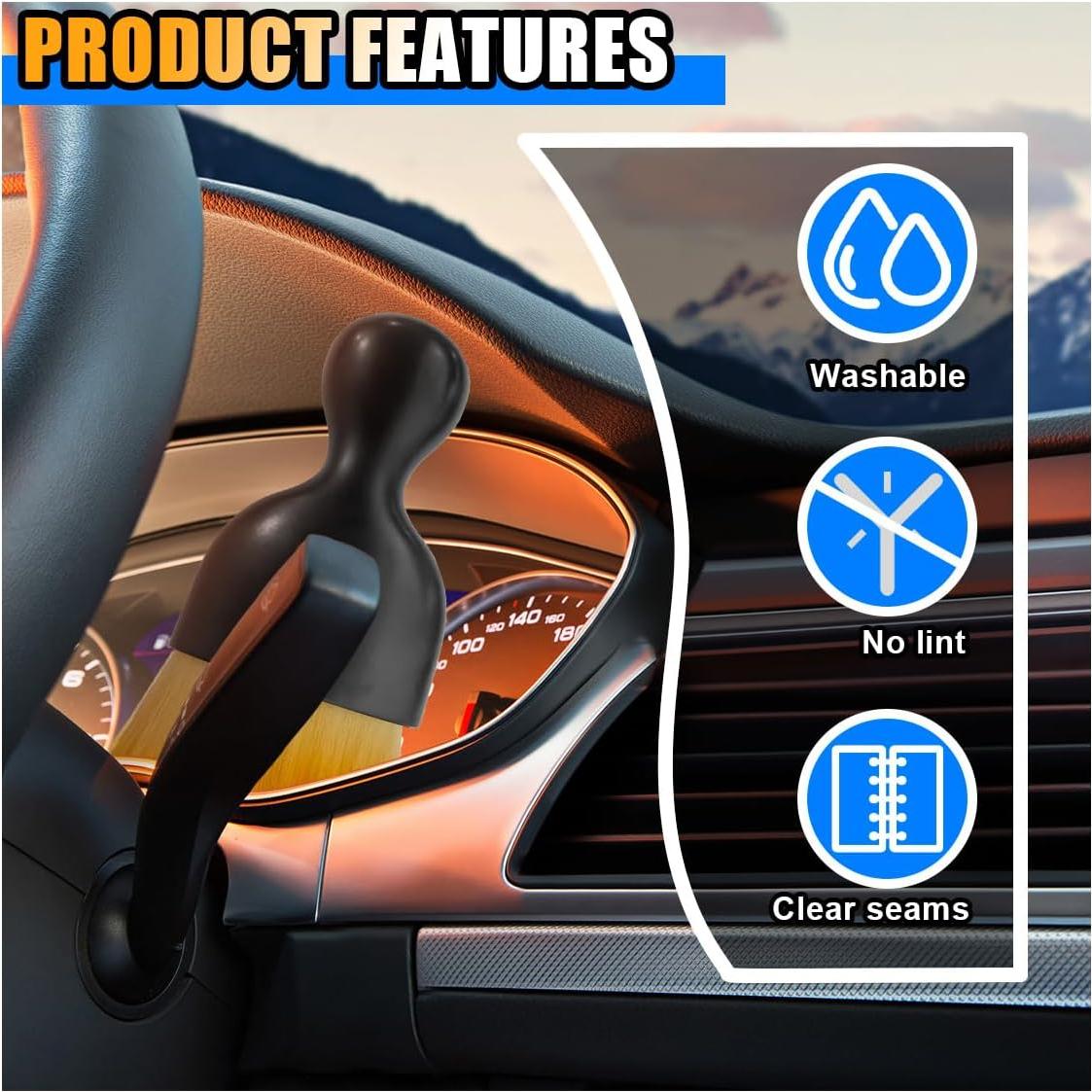 4 Cepillos de Limpieza para Interior de Coche SMILFUY - Cerdas Suaves