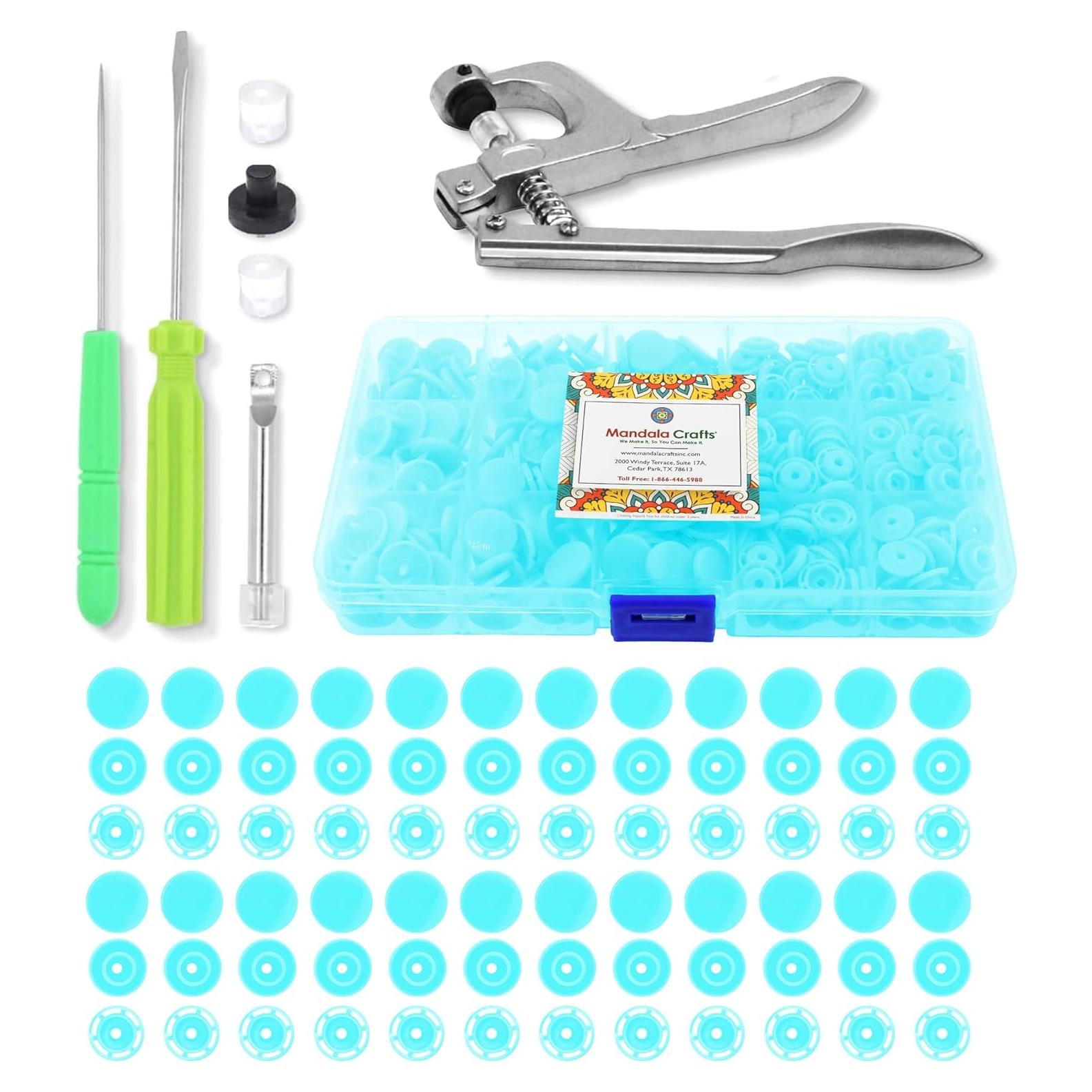 Kit de Botones a Presión Mandala Crafts T8 Aqua 14mm 100 Juegos