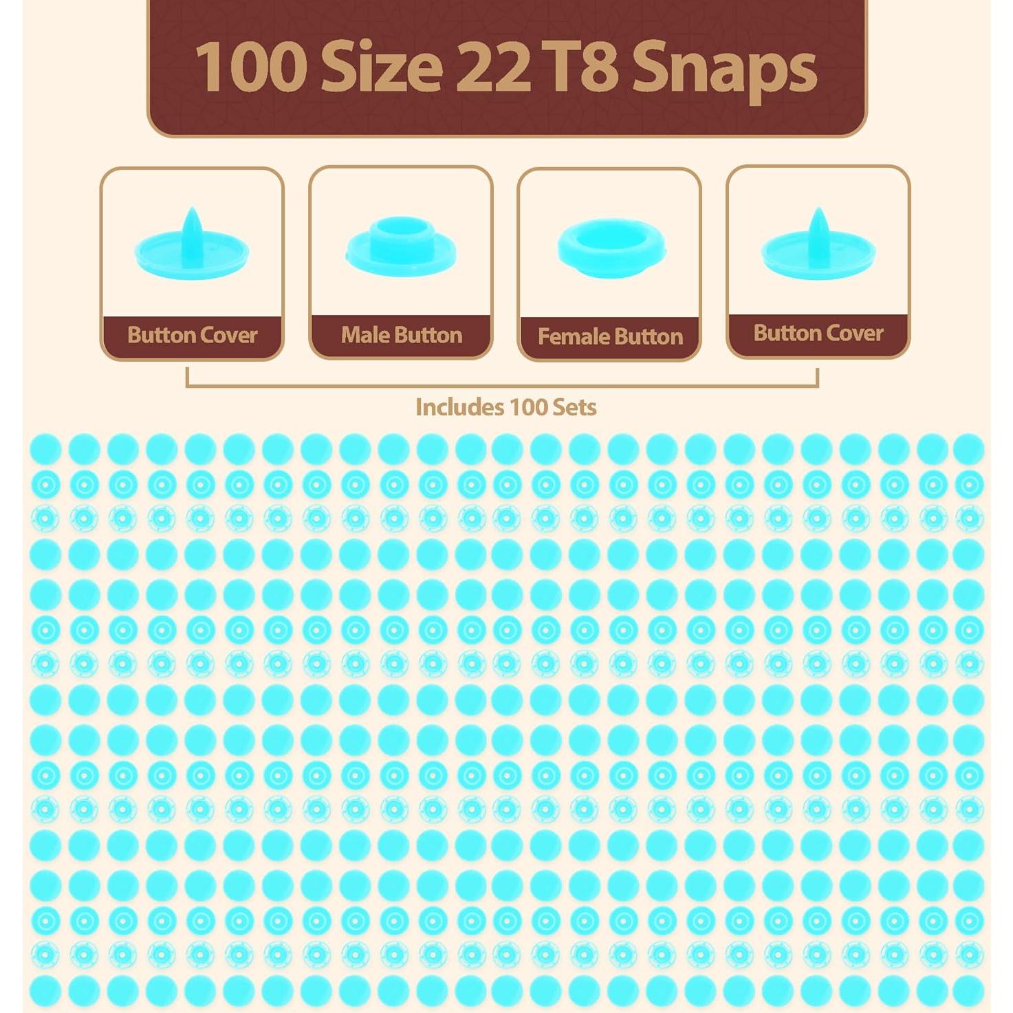 Kit de Botones a Presión Mandala Crafts T8 Aqua 14mm 100 Juegos