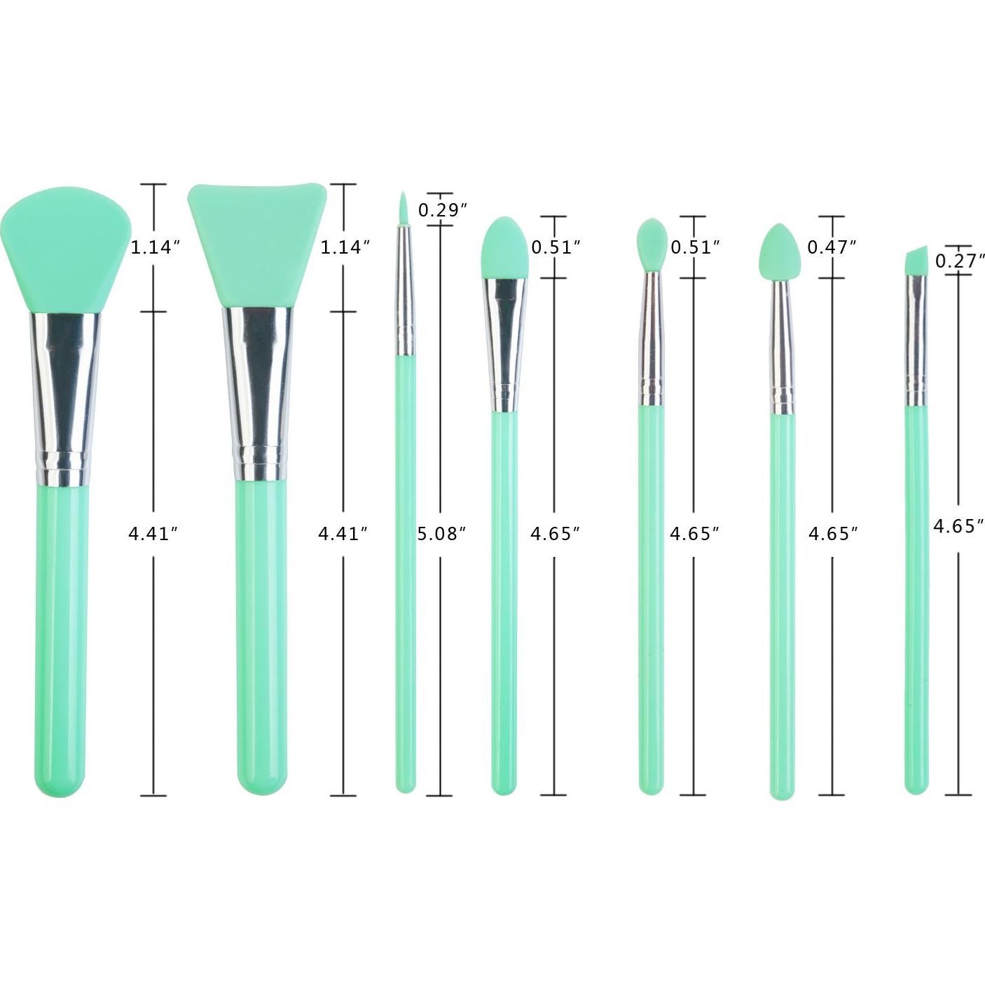 Kit de Brochas de Silicona Lormay 7 Piezas Verde Menta