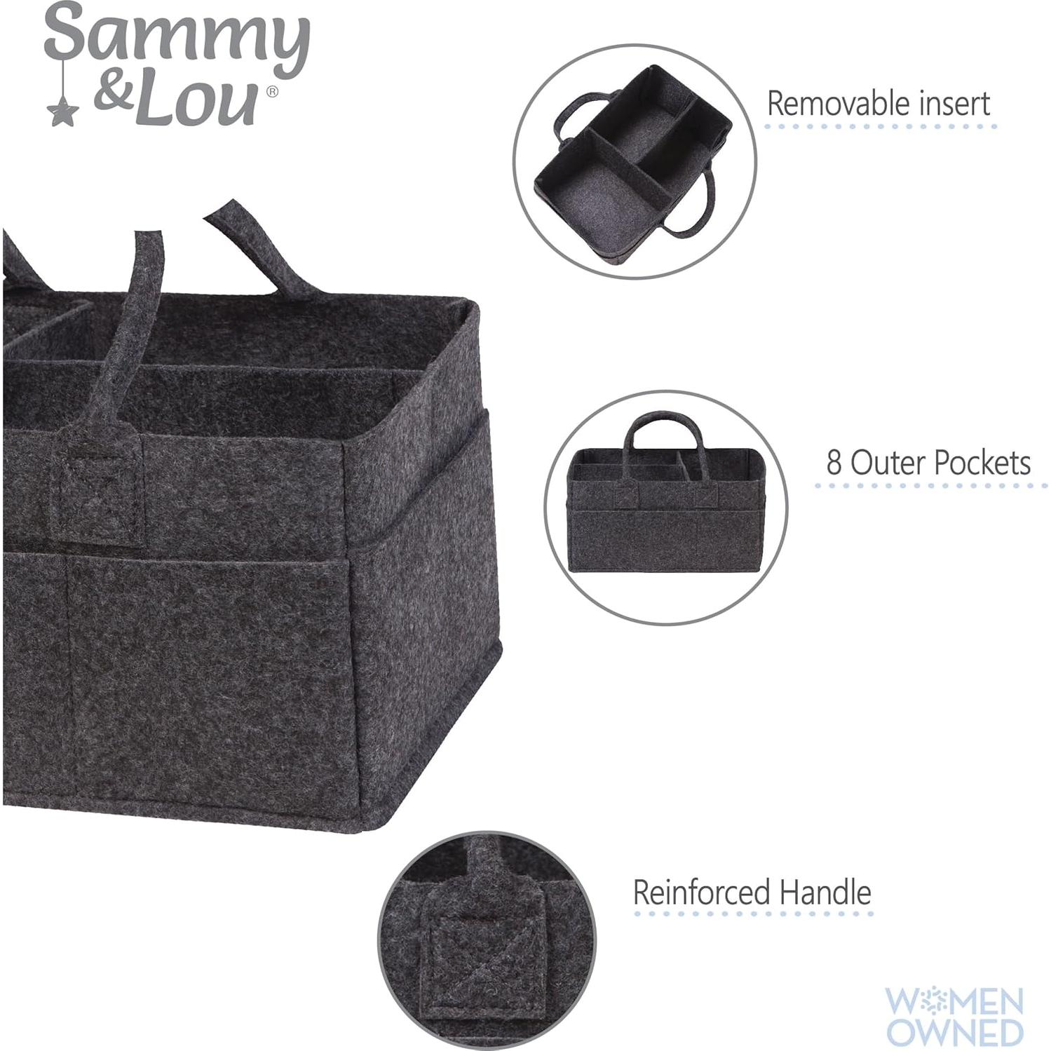 Organizador de Pañales Sammy & Lou - Caddy Plegable Gris Carbón