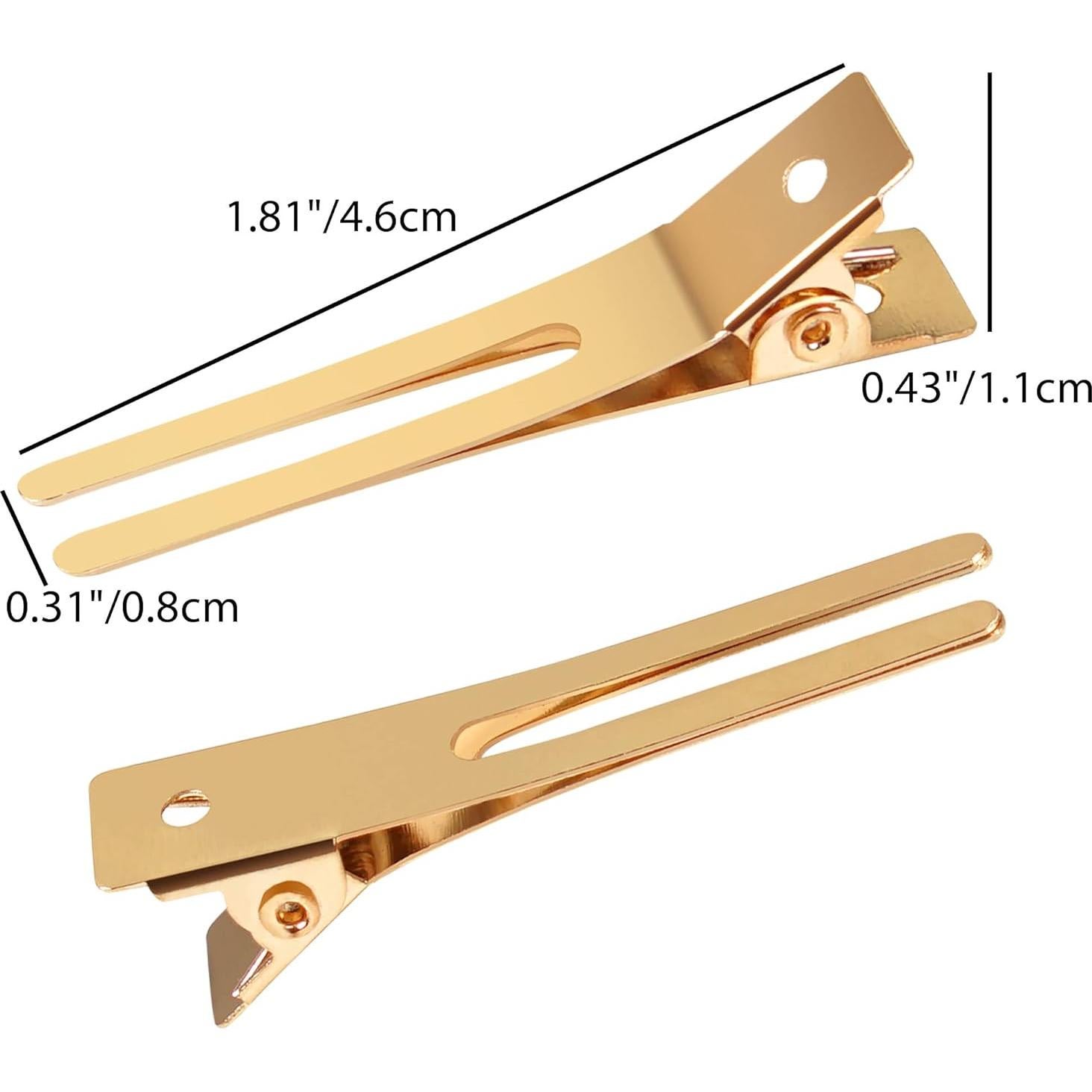 Clips de Rizo Doble Punta Dorados Qearl - 100 Piezas 4.6 cm