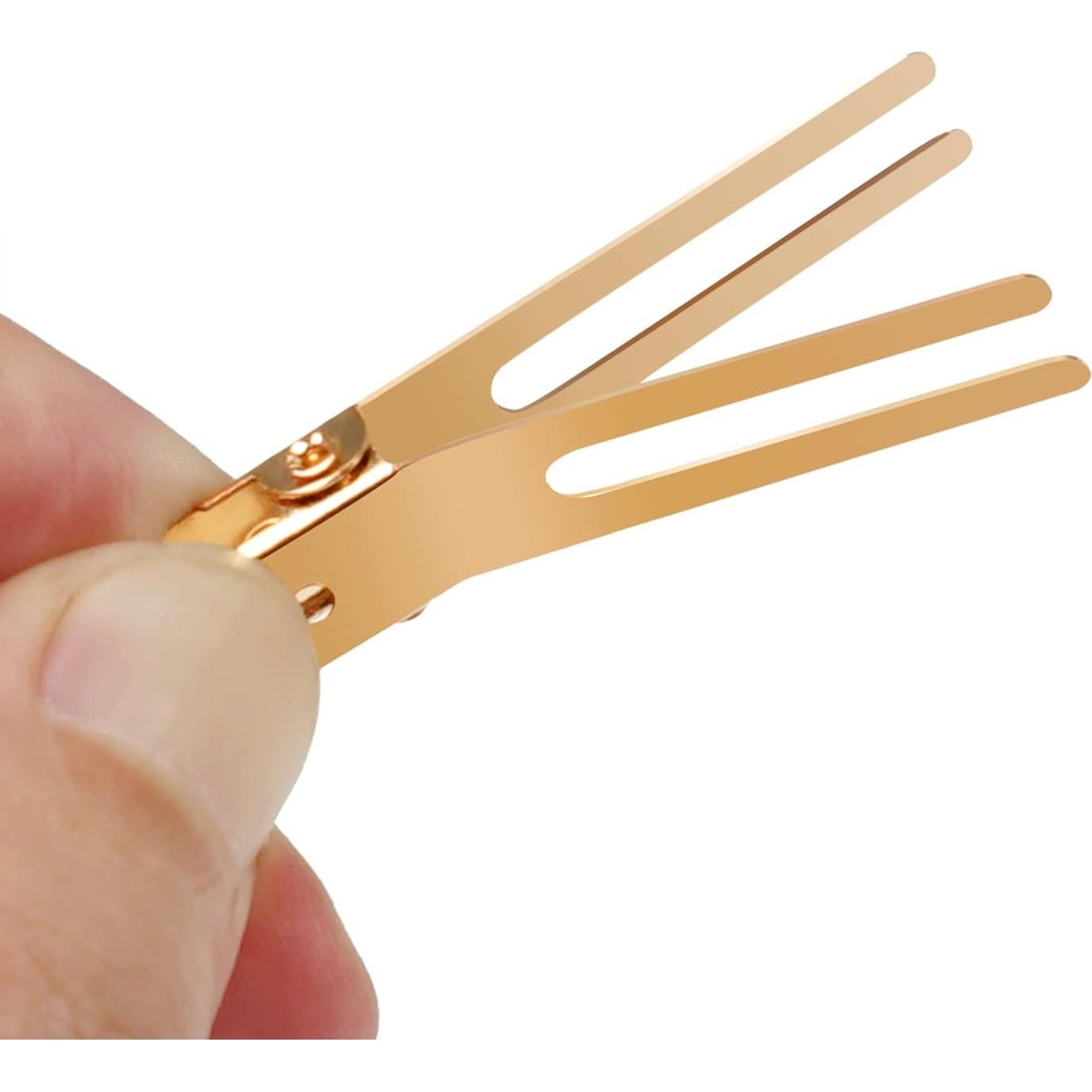 Clips de Rizo Doble Punta Dorados Qearl - 100 Piezas 4.6 cm