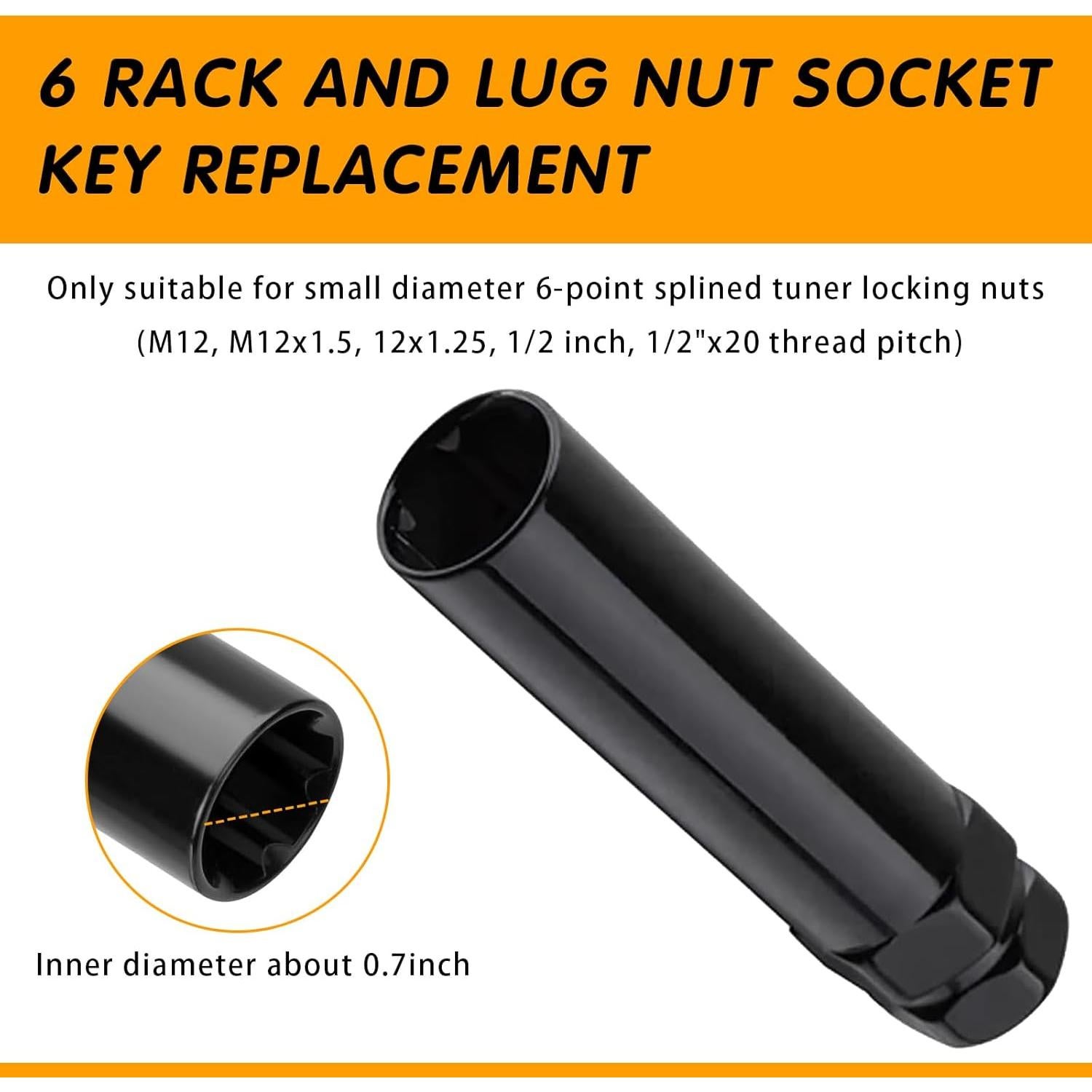 Llave de Tuerca de Rueda ijuicy 6 Spline 1 PC Negro M12