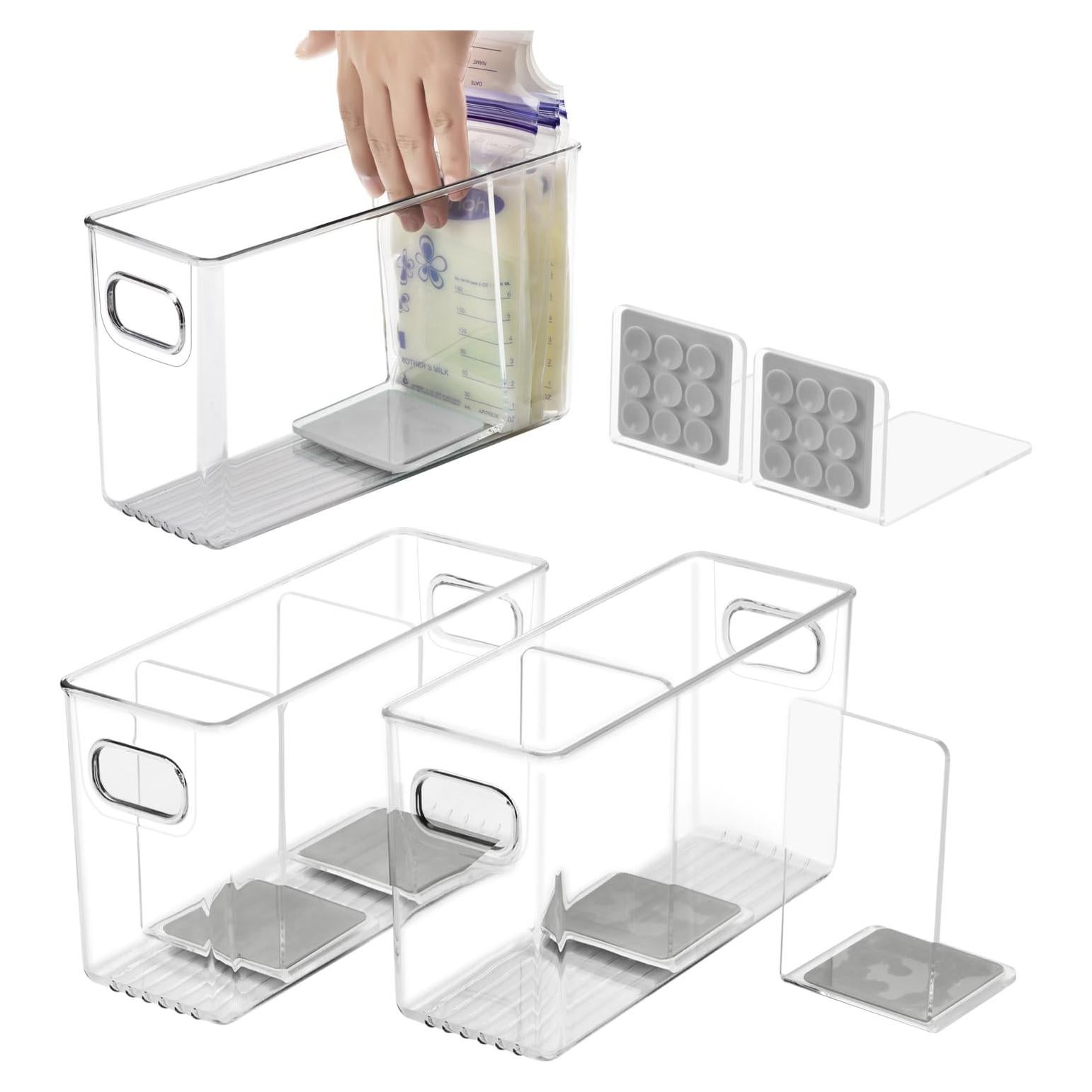 Contenedor de Almacenamiento de Leche Materna Gris - 2 Piezas con Divisores