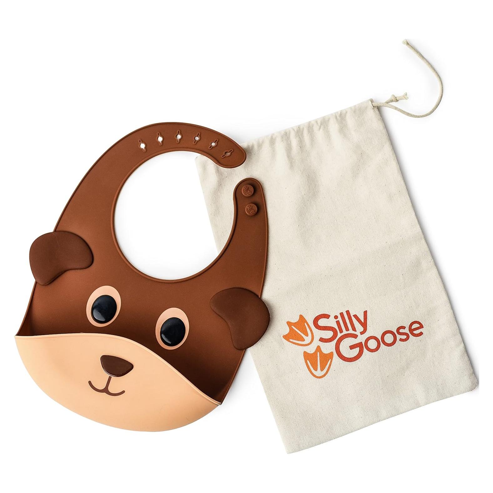 Babero de Silicona Silly Goose con Bolsillo Recolector Oso