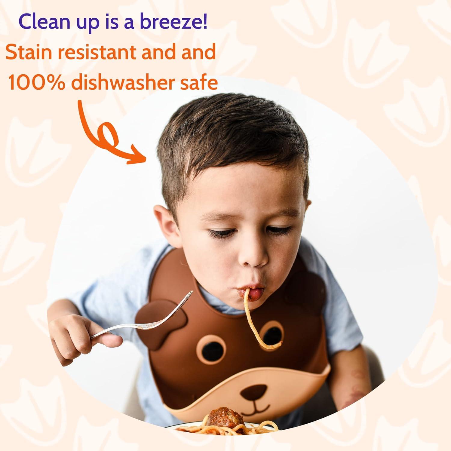 Babero de Silicona Silly Goose con Bolsillo Recolector Oso