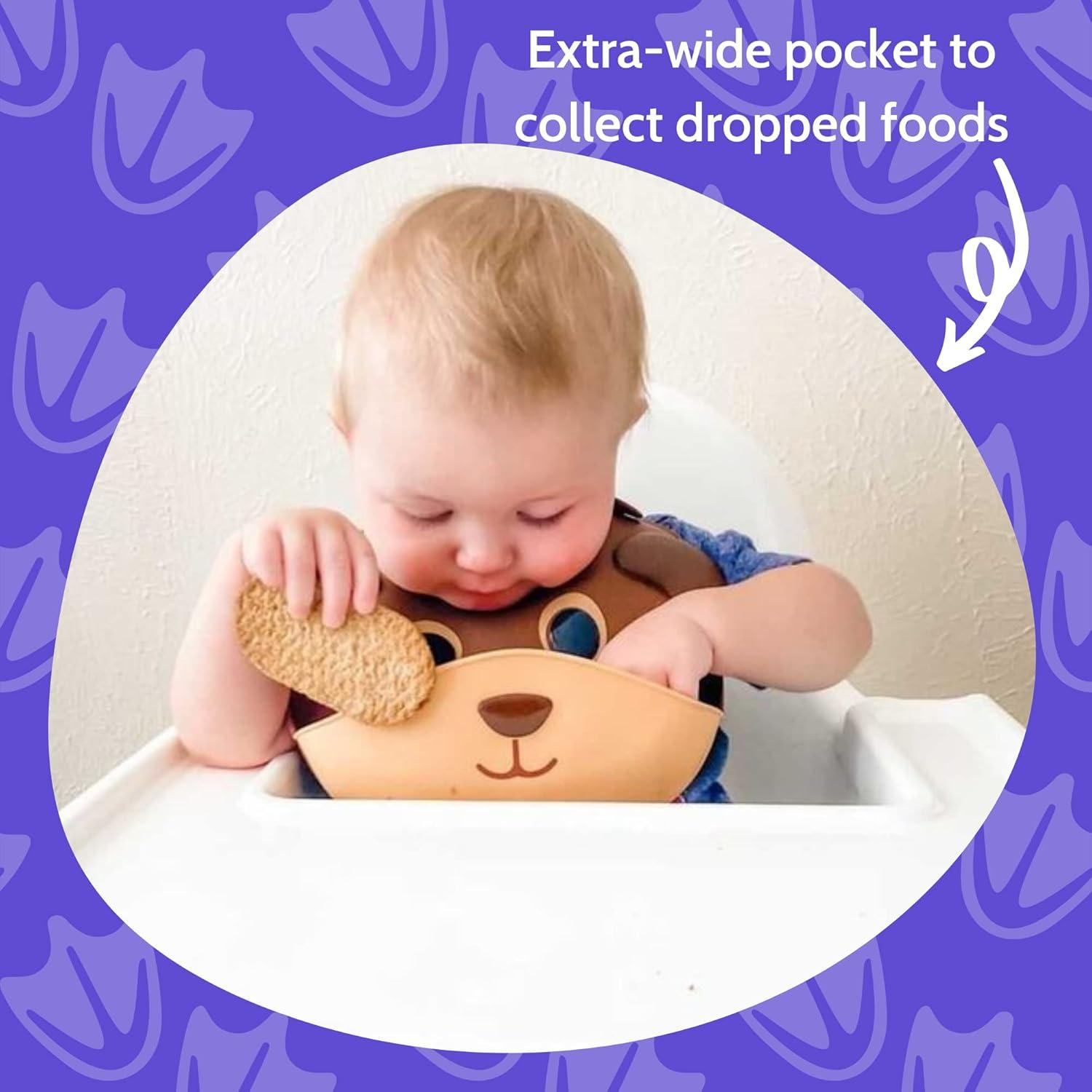 Babero de Silicona Silly Goose con Bolsillo Recolector Oso