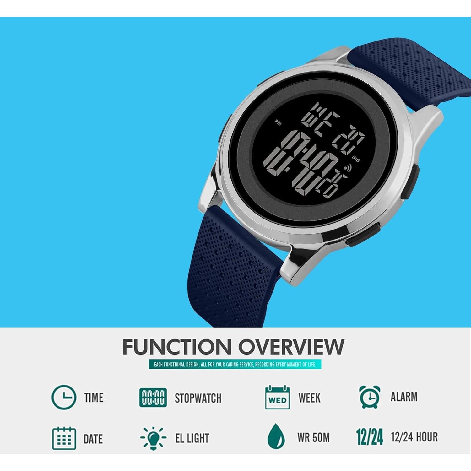 Reloj Digital YUINK Unisex Acero Inoxidable Impermeable