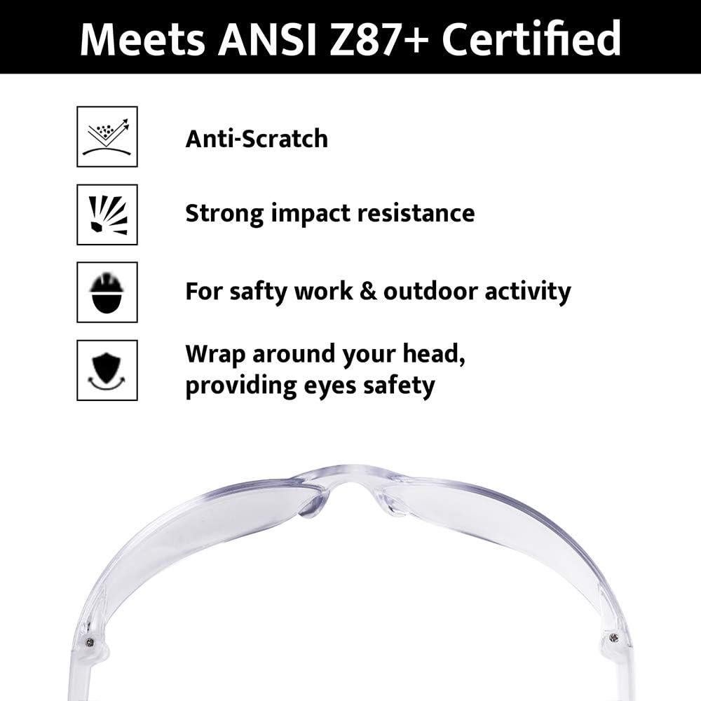 Gafas de Seguridad Flexibles ROAR, Claras, 12 Pares, ANSI Z87+