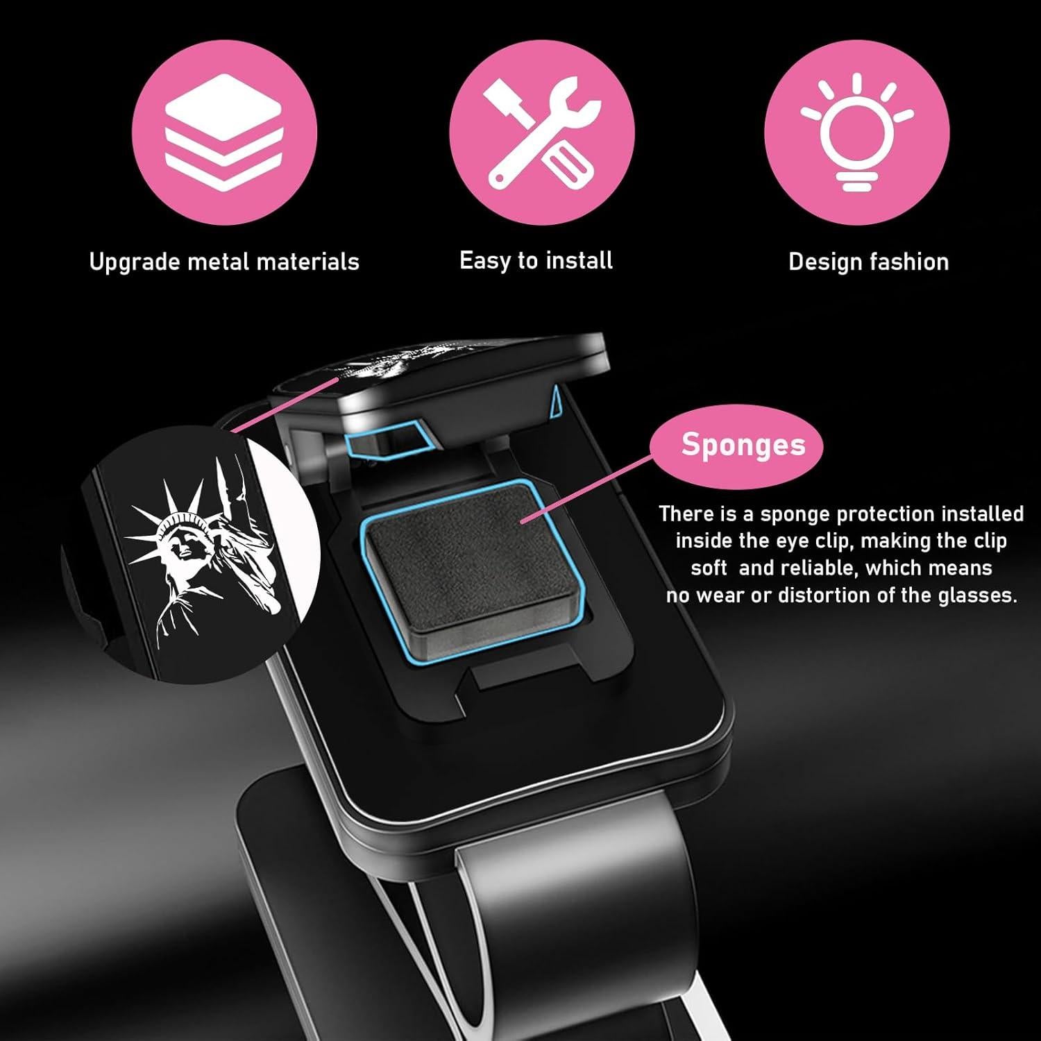 Soporte de Gafas de Sol Ohleats para Visera de Coche Negro