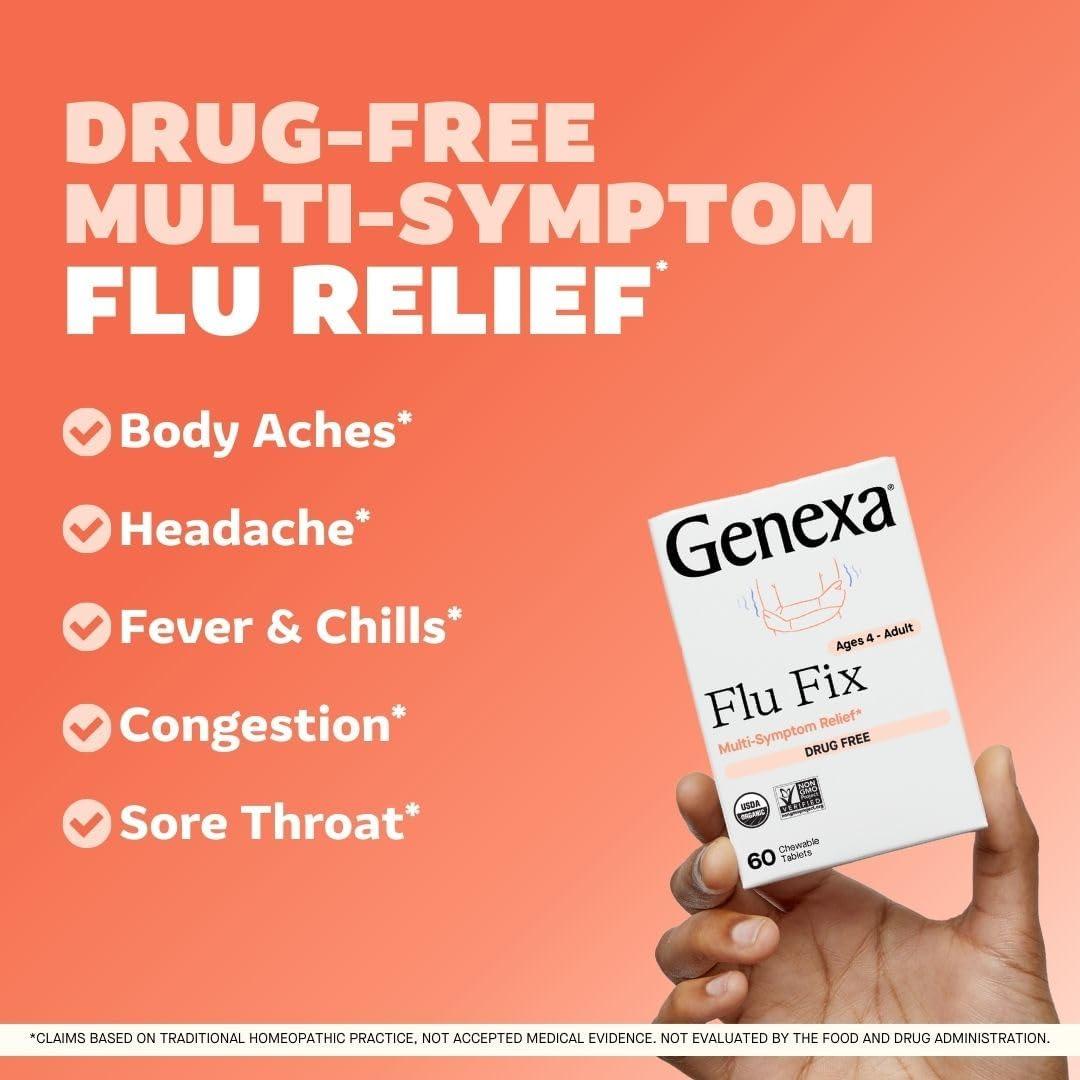 Genexa Flu Fix | Remedio Orgánico para Gripe 60 Tabletas