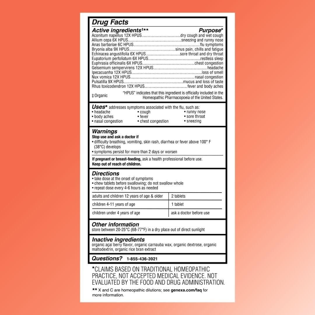 Genexa Flu Fix | Remedio Orgánico para Gripe 60 Tabletas