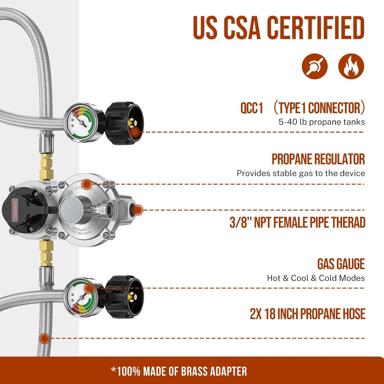 Regulador de Propano Alloxity 2 Etapas con Mangueras 18 cm