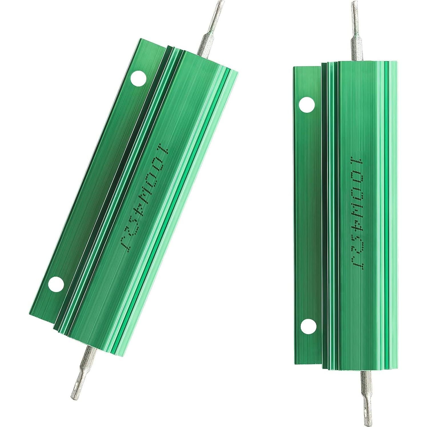 2 Piezas Resistencias de Alambre Enrollado 100W 4 Ohm Aluminio