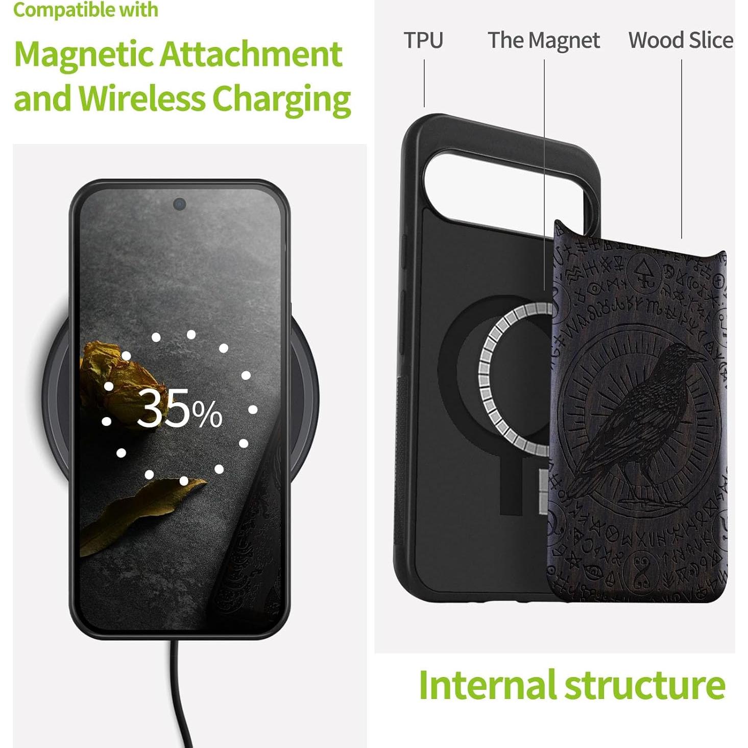 Funda de Madera Magnética Carveit para Google Pixel 9 Pro XL