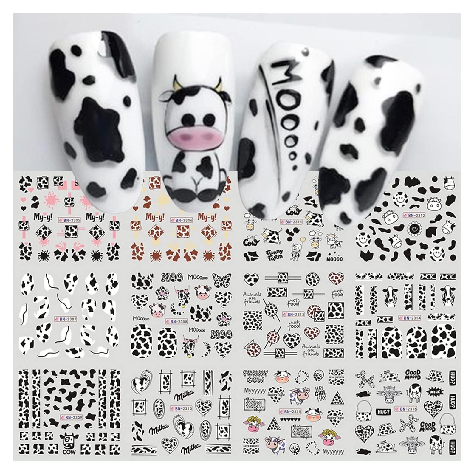 Calcomanías de Arte de Uñas MAIOUSU 12 Hojas Animales y Corazones