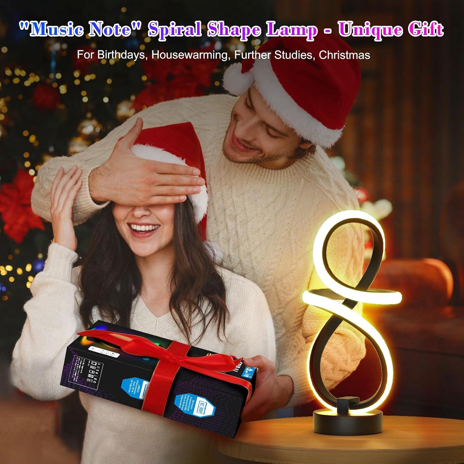 Lámpara de Mesa LED Espiral PutWish, 16 Modos RGB, Control Táctil