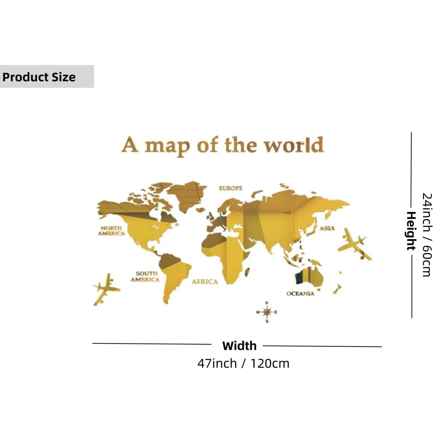 Calcomanía de Pared Mapa Mundial 3D WINDIR Negro 120x60 cm