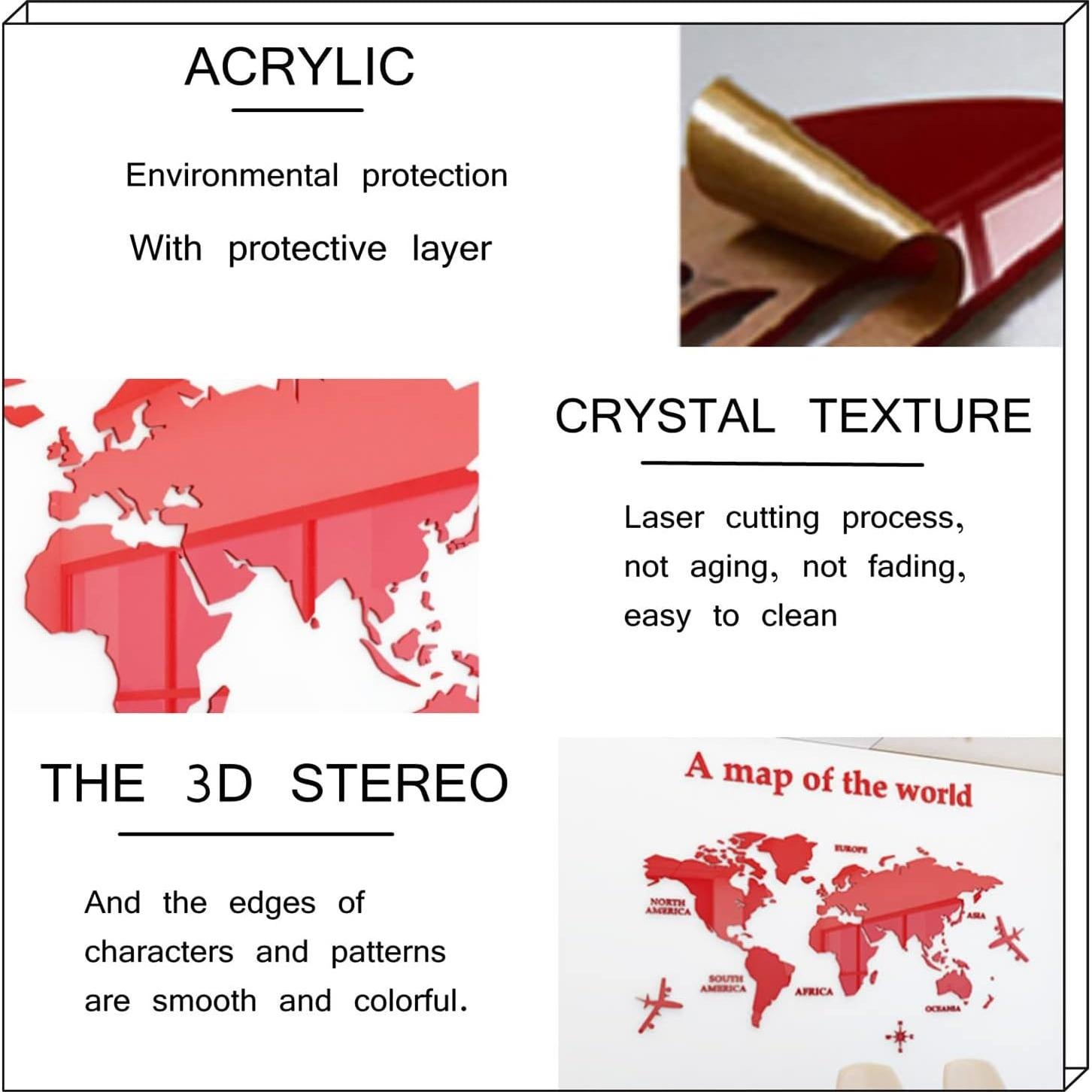 Calcomanía de Pared Mapa Mundial 3D WINDIR Negro 120x60 cm