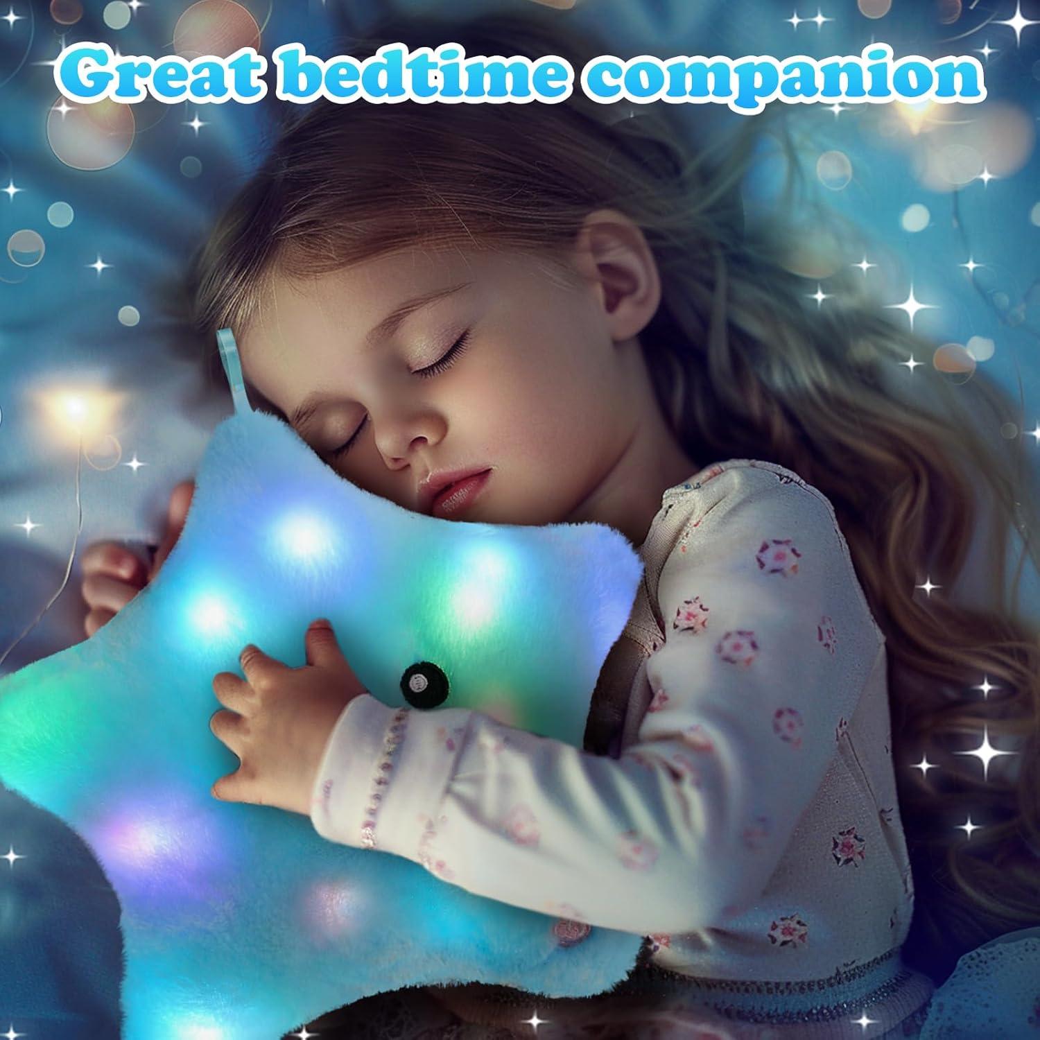 Almohada de Estrella Brillante WEWILL 23 cm con Luz LED Azul