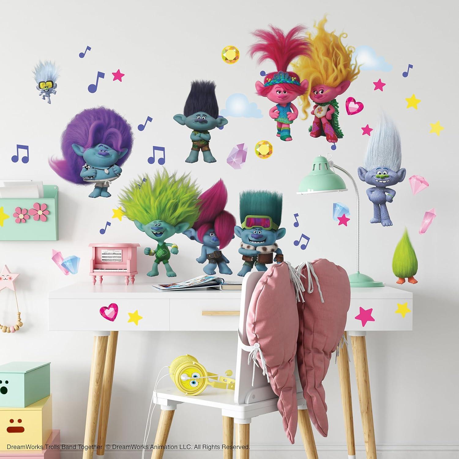Calcomanías de Pared RoomMates Trolls 3 Brillantes 31 Piezas