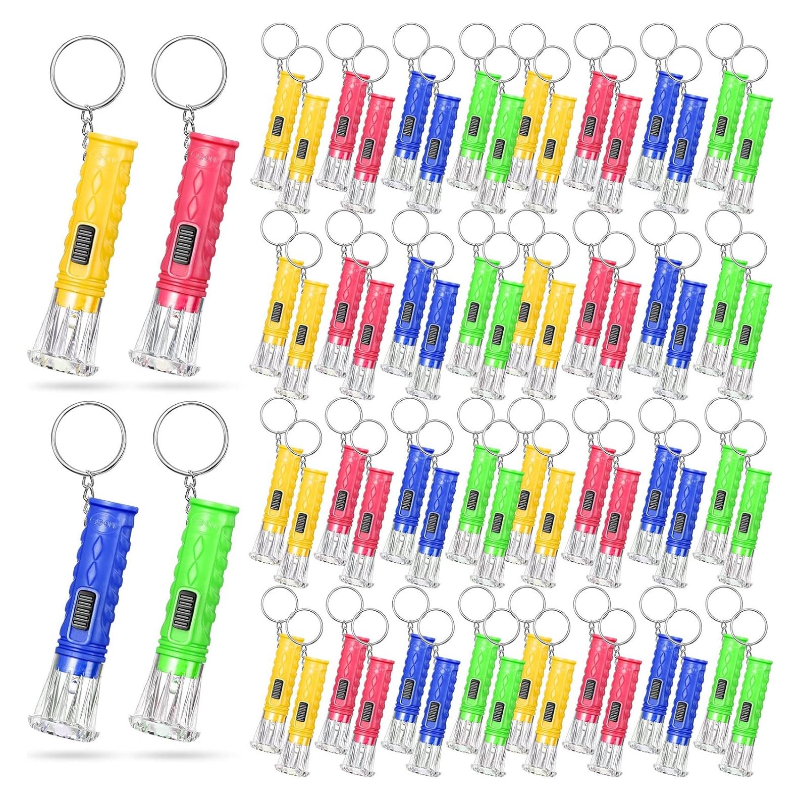 100 Mini Linternas Llavero LED Jexine Colores Asortidos