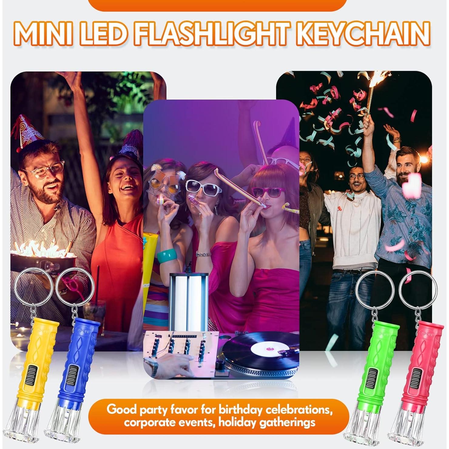 100 Mini Linternas Llavero LED Jexine Colores Asortidos