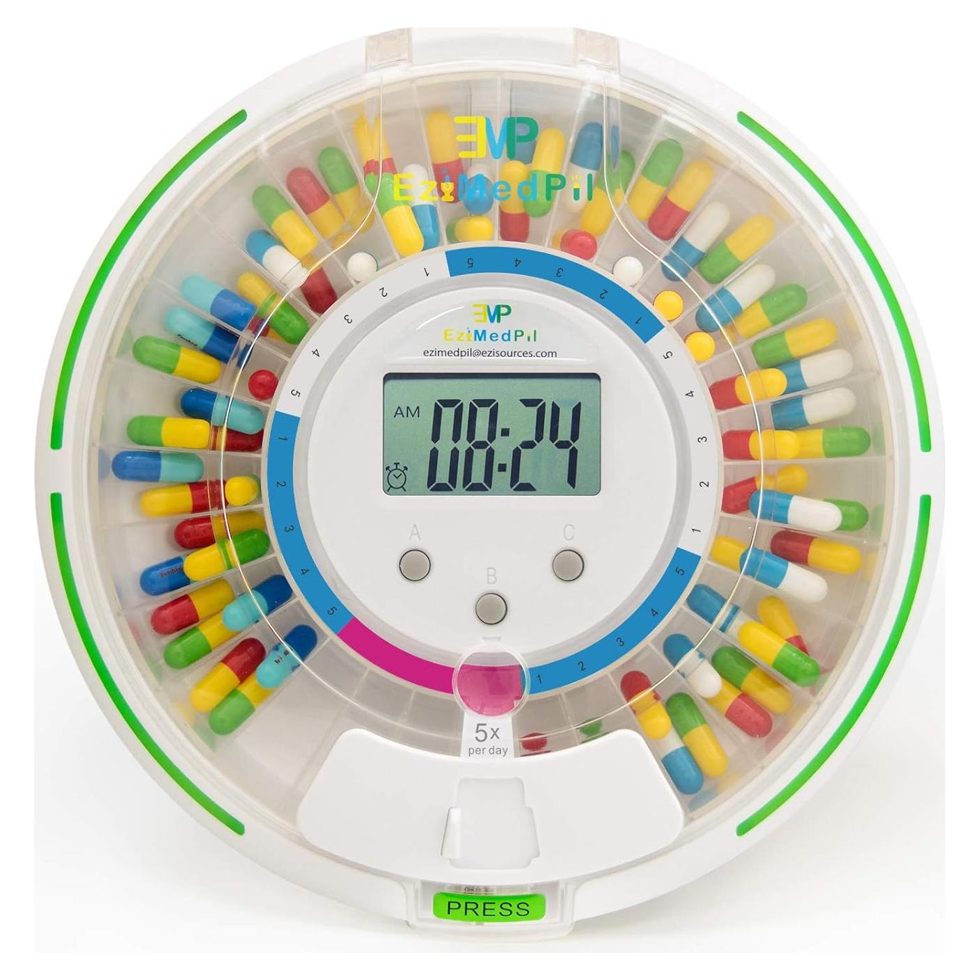 Dispensador Automático de Pastillas EZIMEDPIL con Alarma y LCD