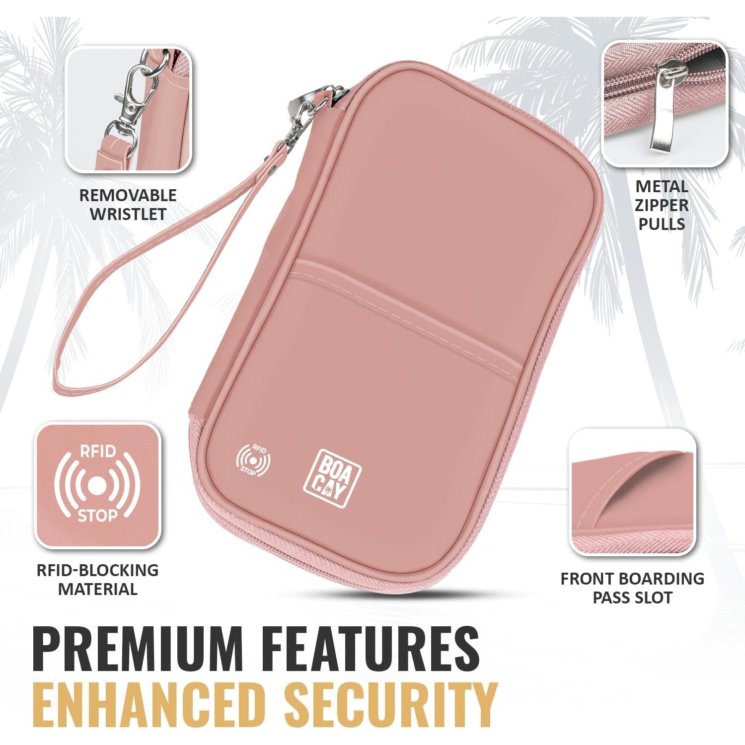 Organizador de Documentos de Viaje BOACAY con RFID - Portapasaportes Unisex Impermeable