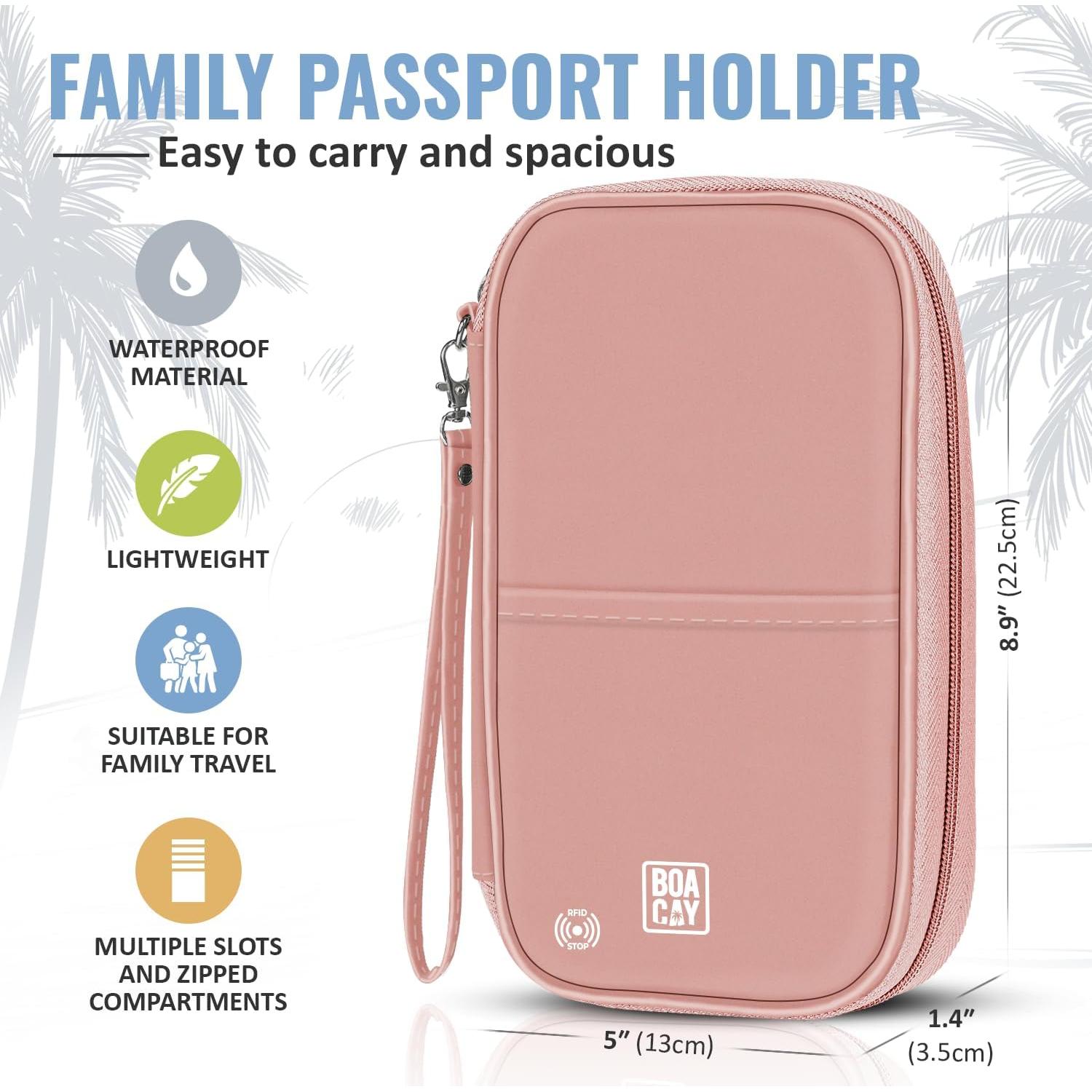 Organizador de Documentos de Viaje BOACAY con RFID - Portapasaportes Unisex Impermeable