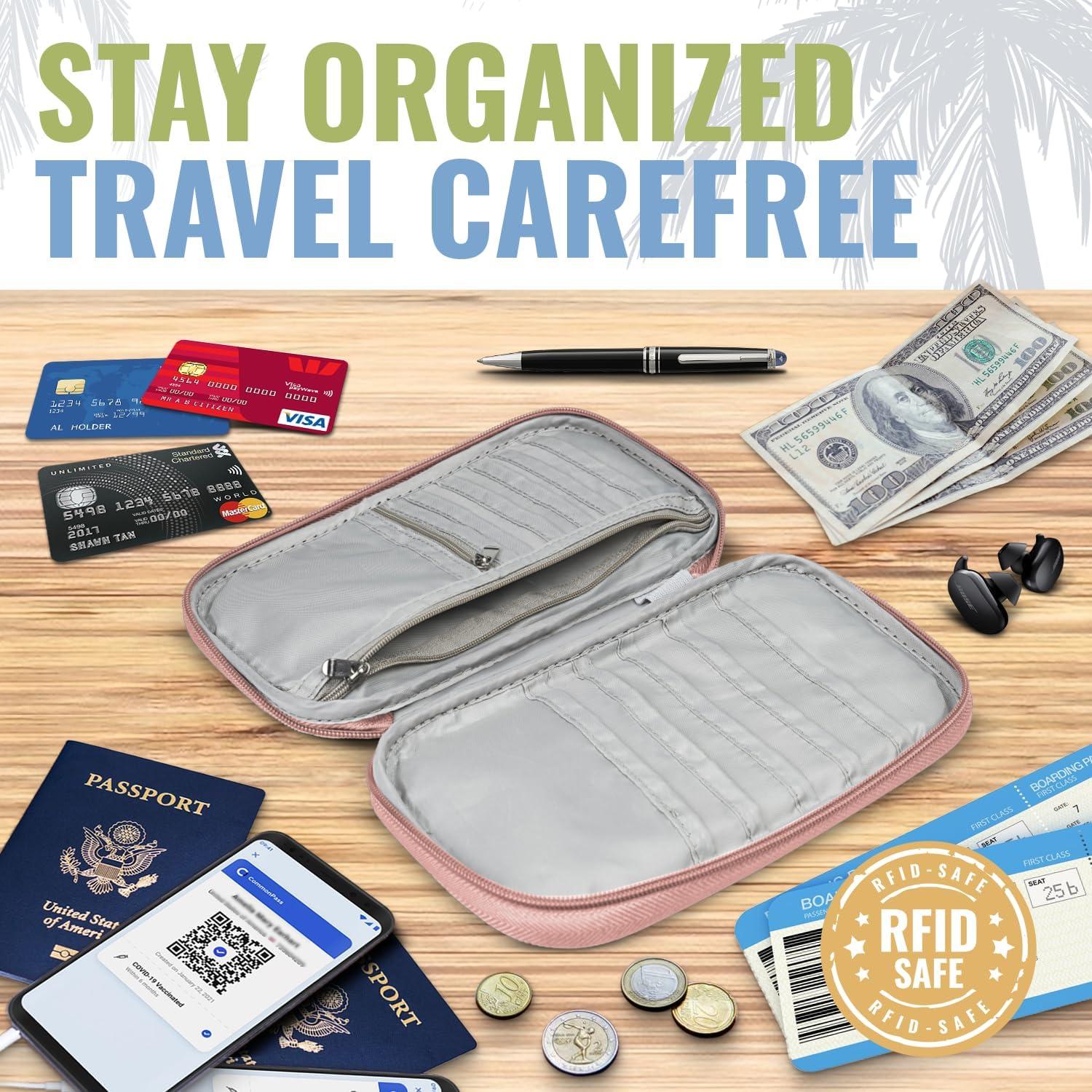 Organizador de Documentos de Viaje BOACAY con RFID - Portapasaportes Unisex Impermeable