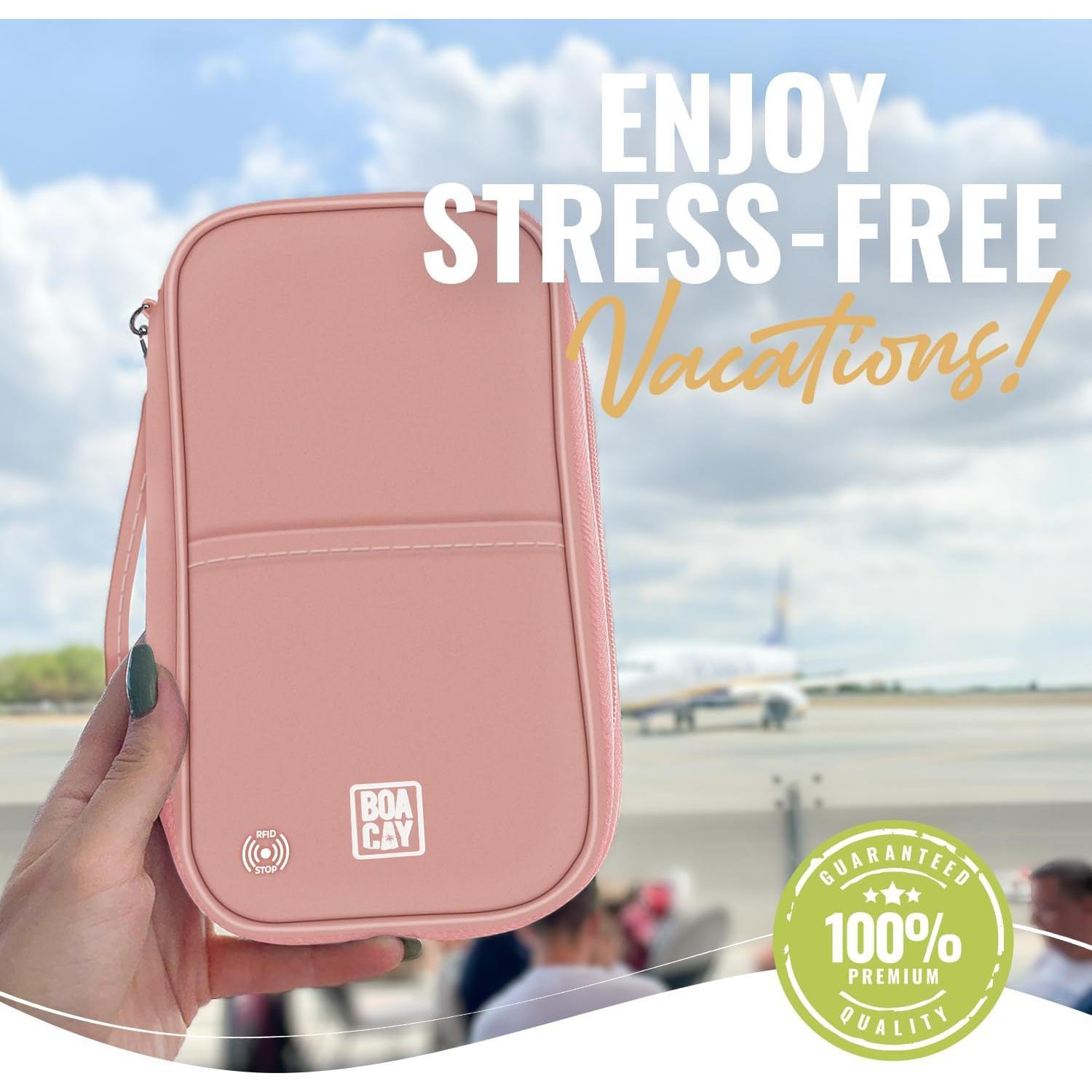 Organizador de Documentos de Viaje BOACAY con RFID - Portapasaportes Unisex Impermeable