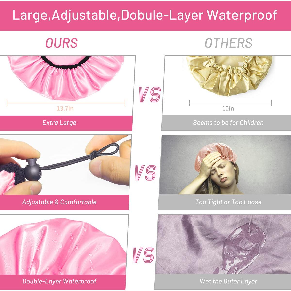 Gorro de Ducha Ajustable Auban Extra Grande Impermeable