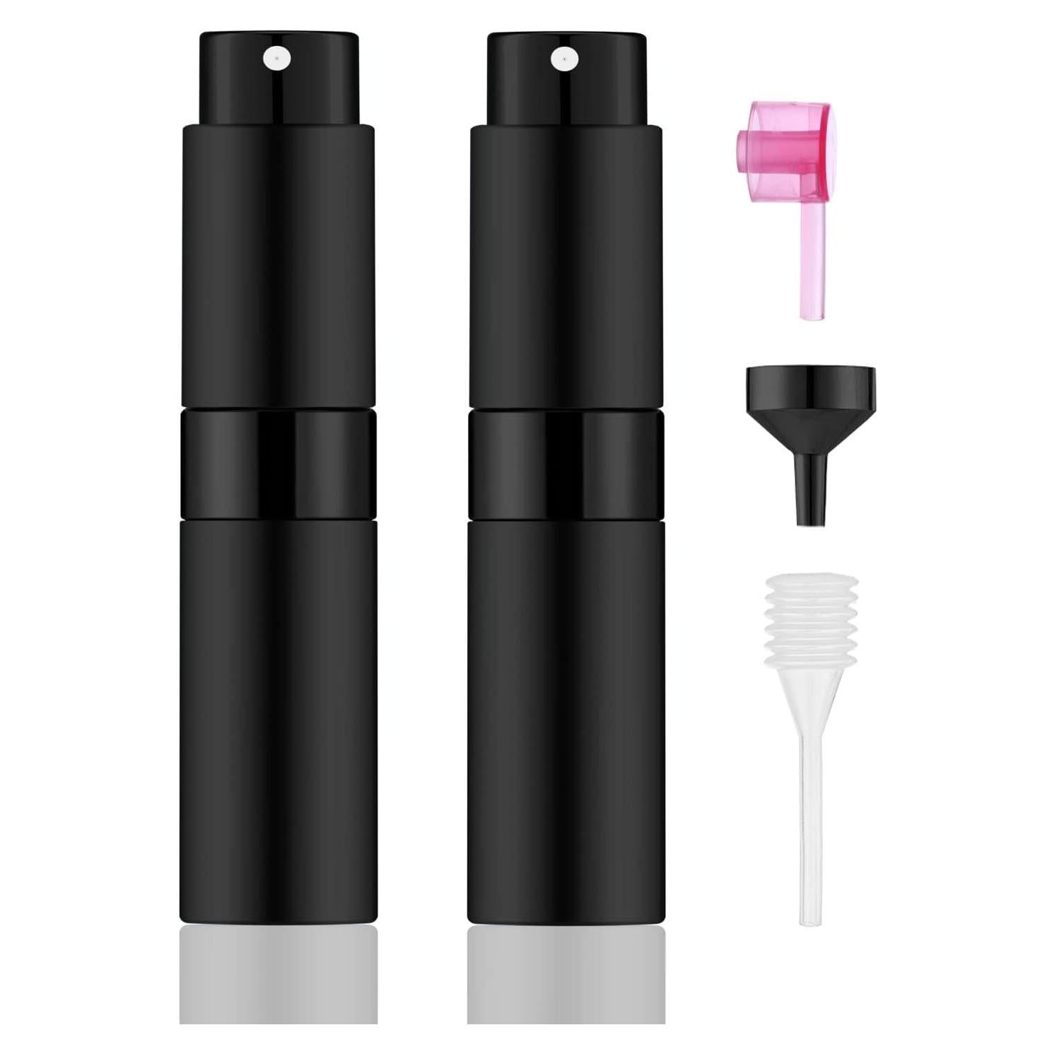 Lil Ray 8ML Perfume Travel Refillable Atomizer Bottles Mini Cologne Sprayer for Men and Women(2PCS, Black)