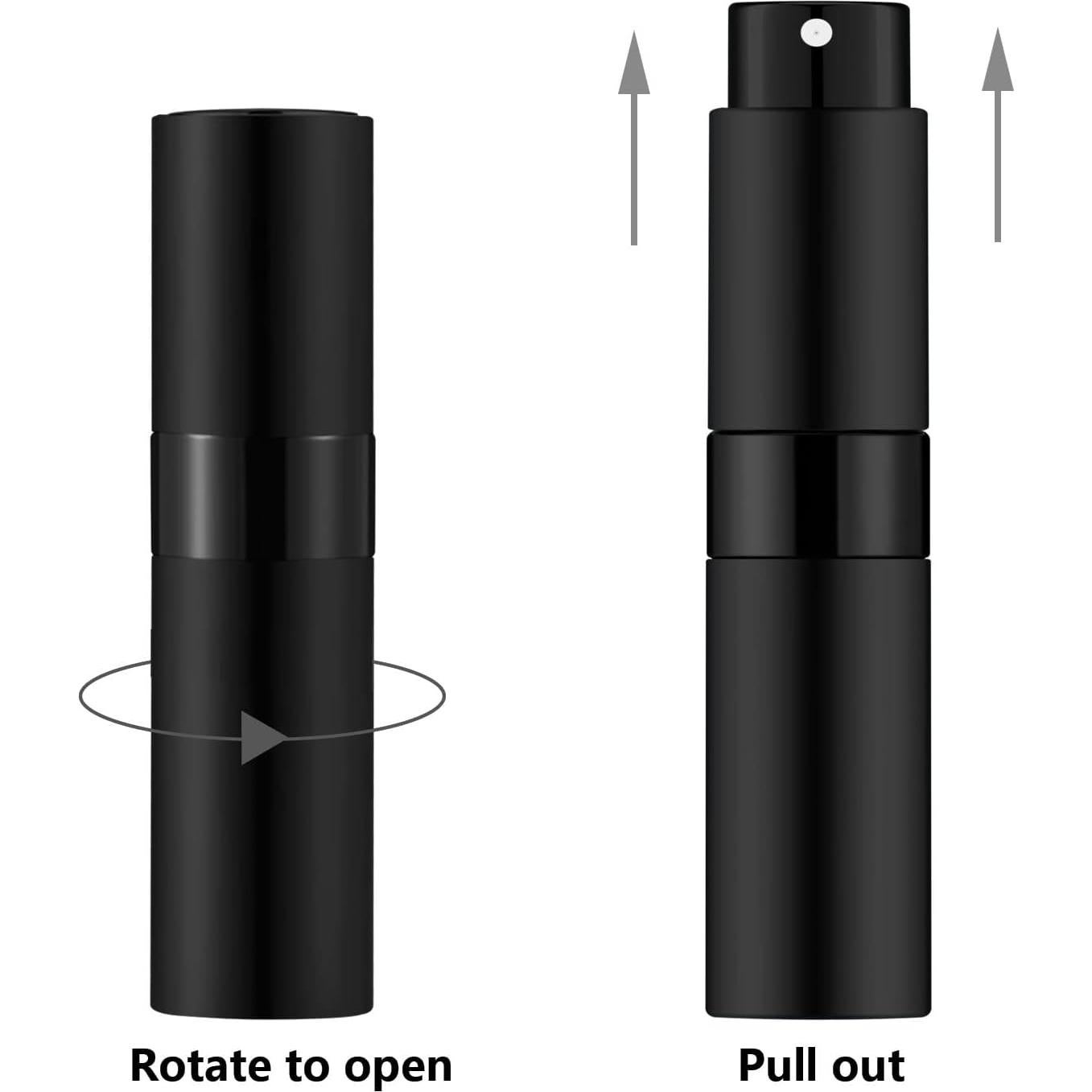 Lil Ray 8ML Perfume Travel Refillable Atomizer Bottles Mini Cologne Sprayer for Men and Women(2PCS, Black)