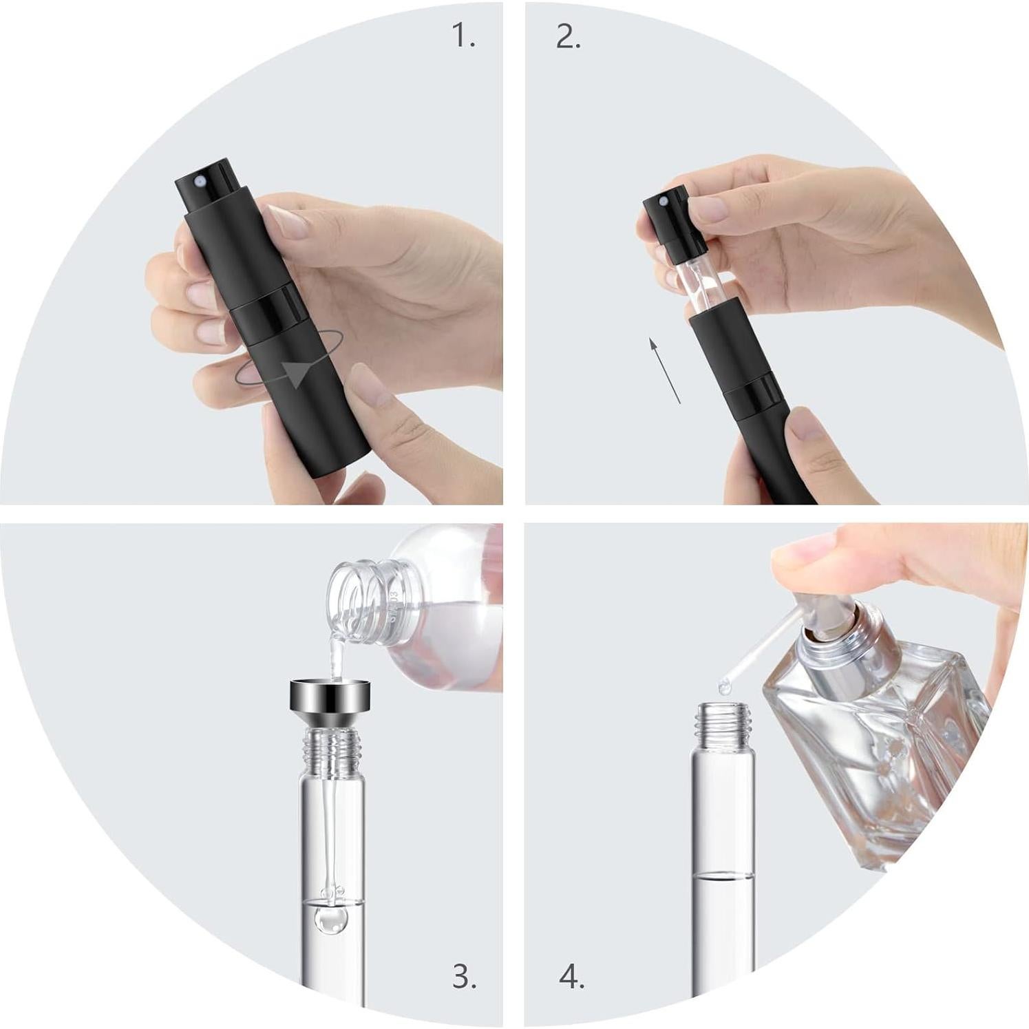 Lil Ray 8ML Perfume Travel Refillable Atomizer Bottles Mini Cologne Sprayer for Men and Women(2PCS, Black)