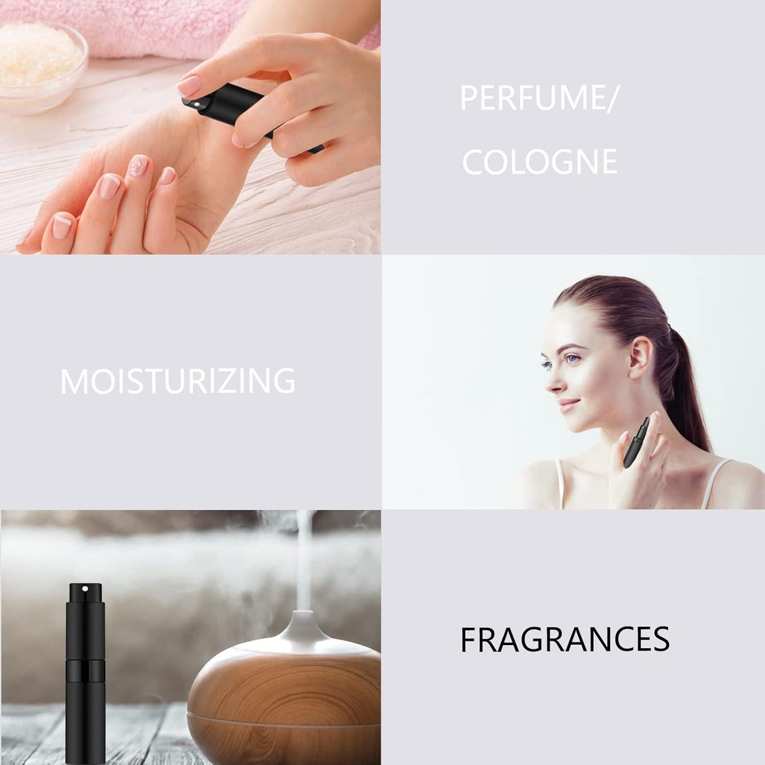 Lil Ray 8ML Perfume Travel Refillable Atomizer Bottles Mini Cologne Sprayer for Men and Women(2PCS, Black)