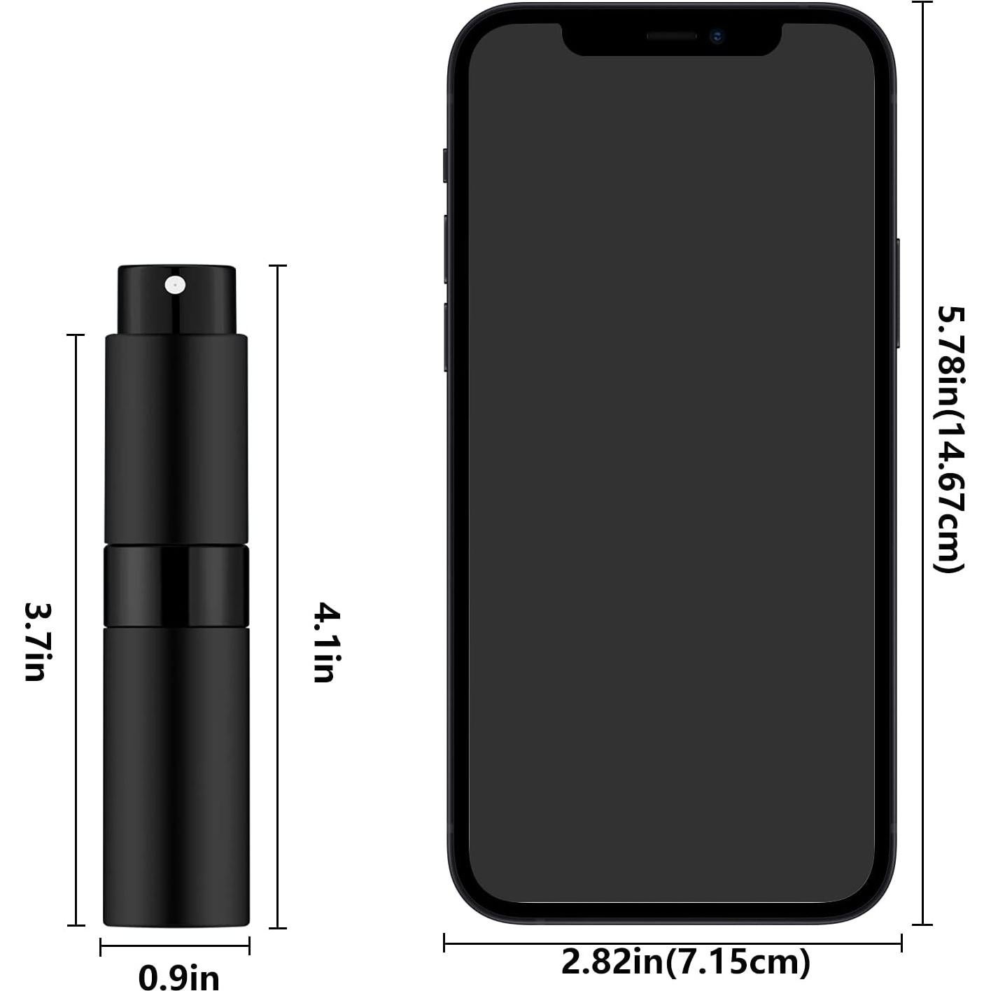 Lil Ray 8ML Perfume Travel Refillable Atomizer Bottles Mini Cologne Sprayer for Men and Women(2PCS, Black)