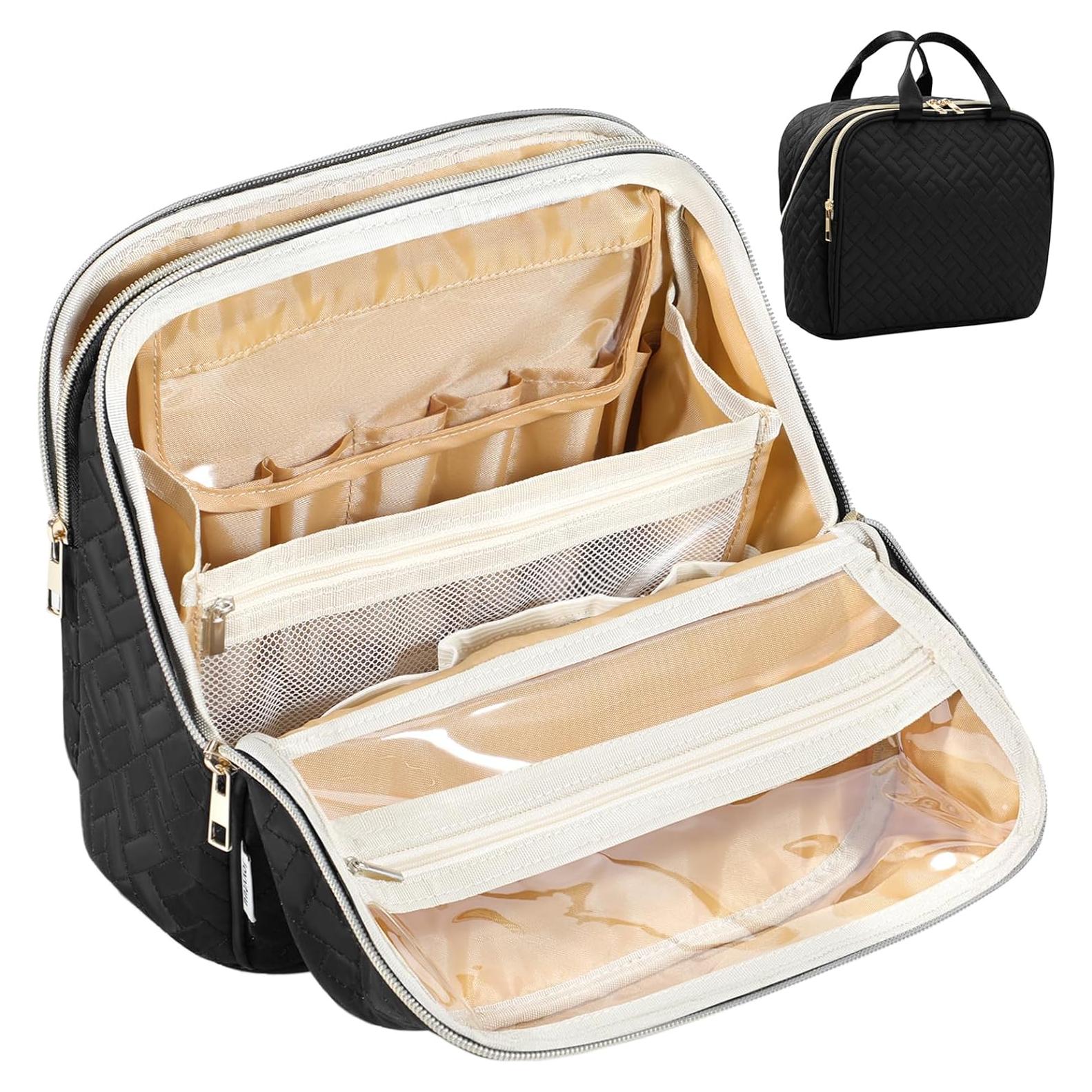 Bolsa de Maquillaje Joyytuu Negra, Gran Capacidad, Impermeable